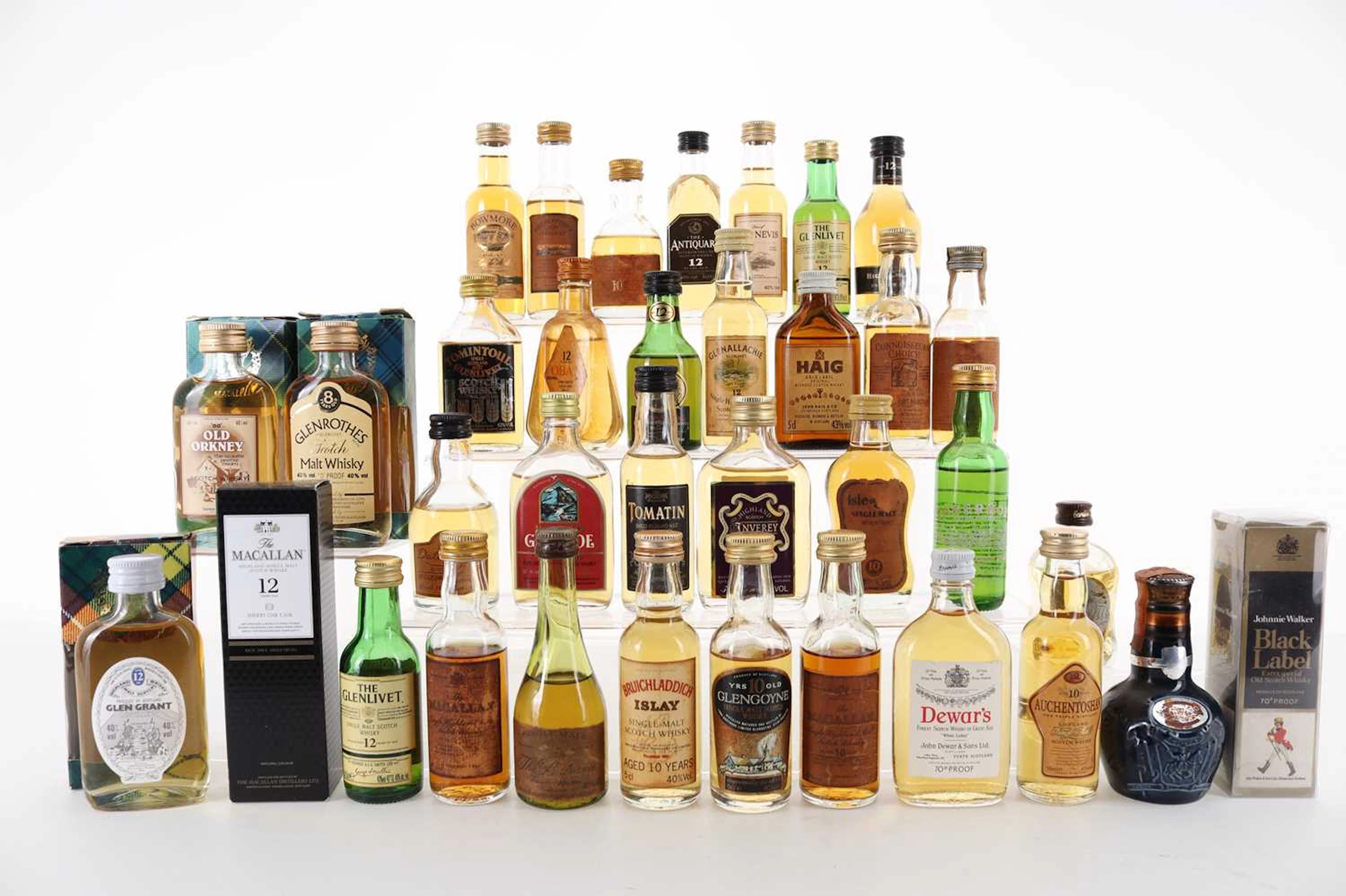 THIRTY FIVE WHISKY MINIATURES INCLUDING MACALLAN 10 YEAR OLD