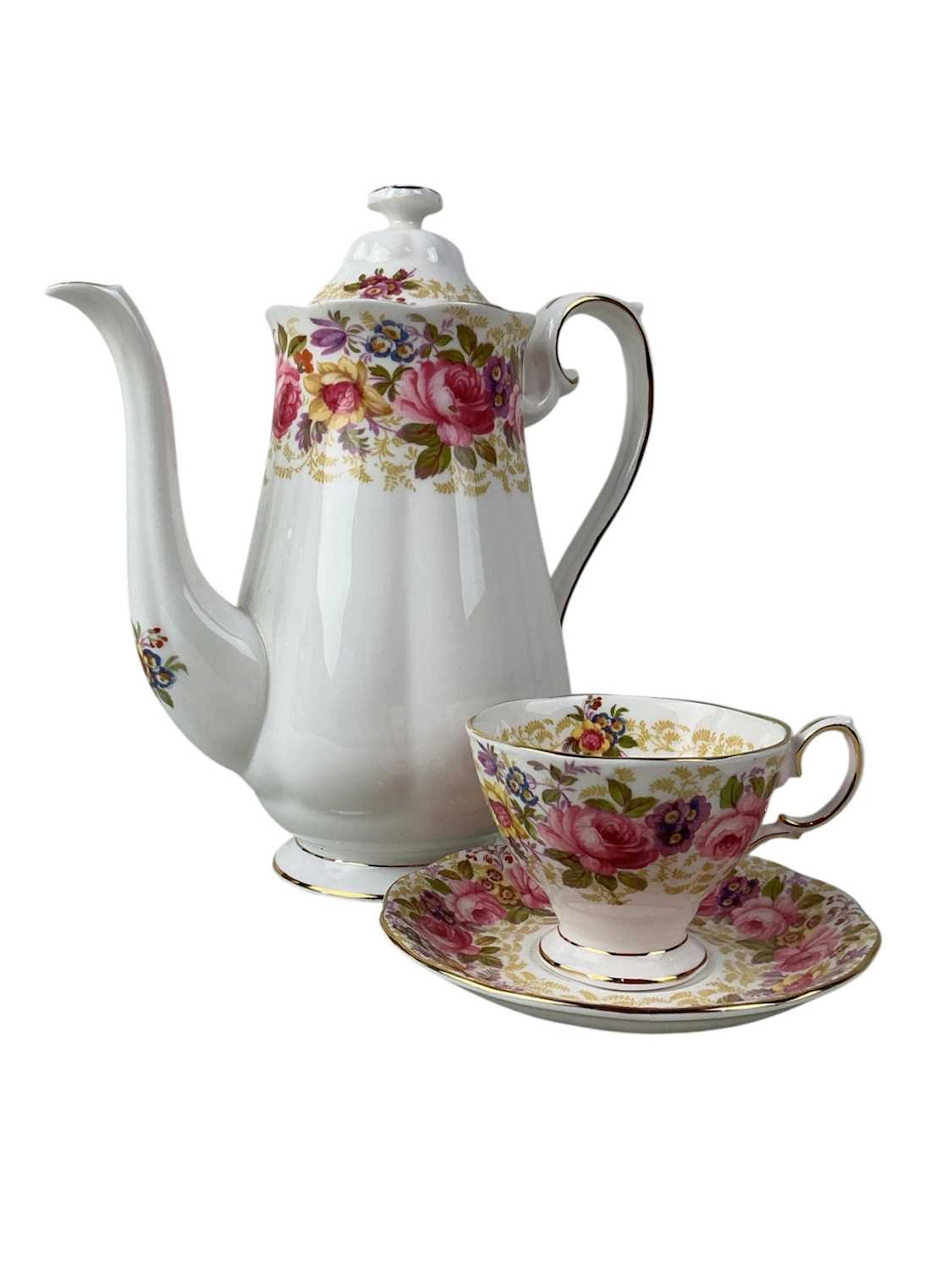 ROYAL ALBERT COFFEE SERVICE, LATE 20TH CENTURY AND ANOTHER COFFEE SERVICE