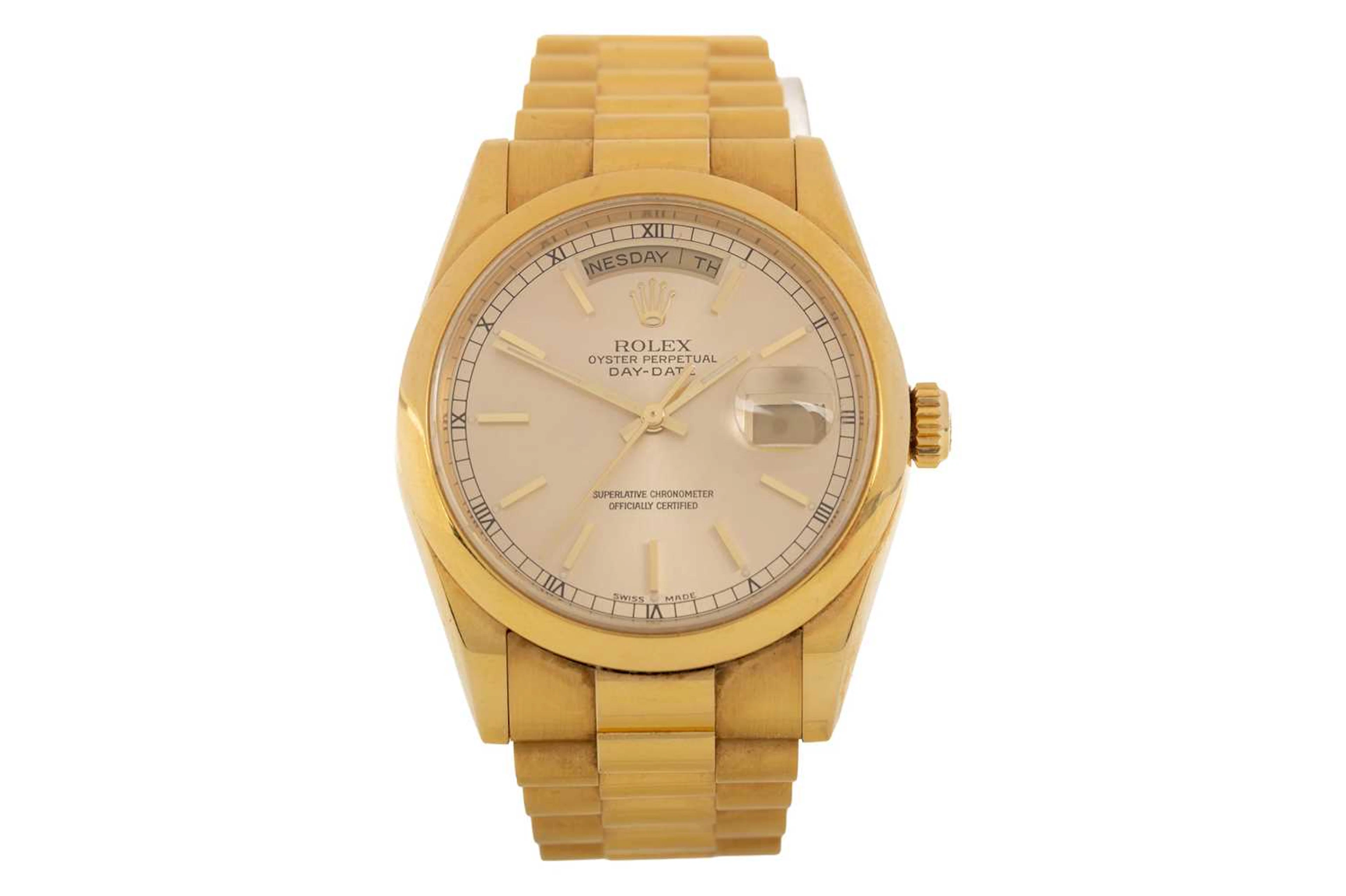 ROLEX EIGHTEEN CARAT GOLD DAY DATE AUTOMATIC WRIST WATCH