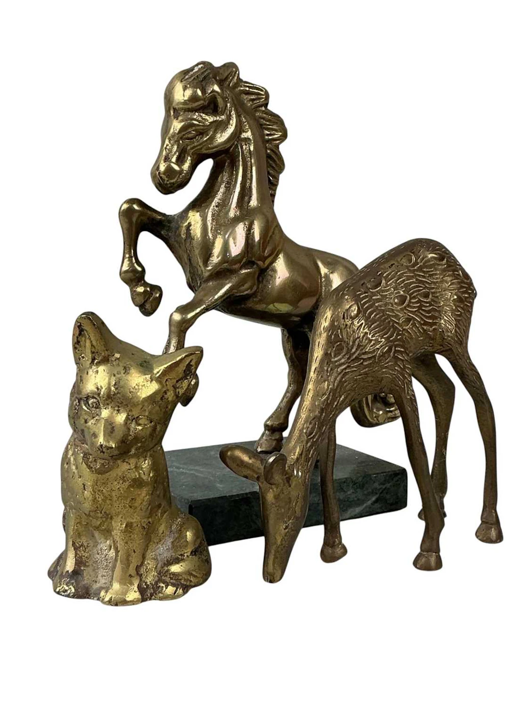 COLLECTION OF BRASS ANIMAL FIGURES MID 20TH CENTURY