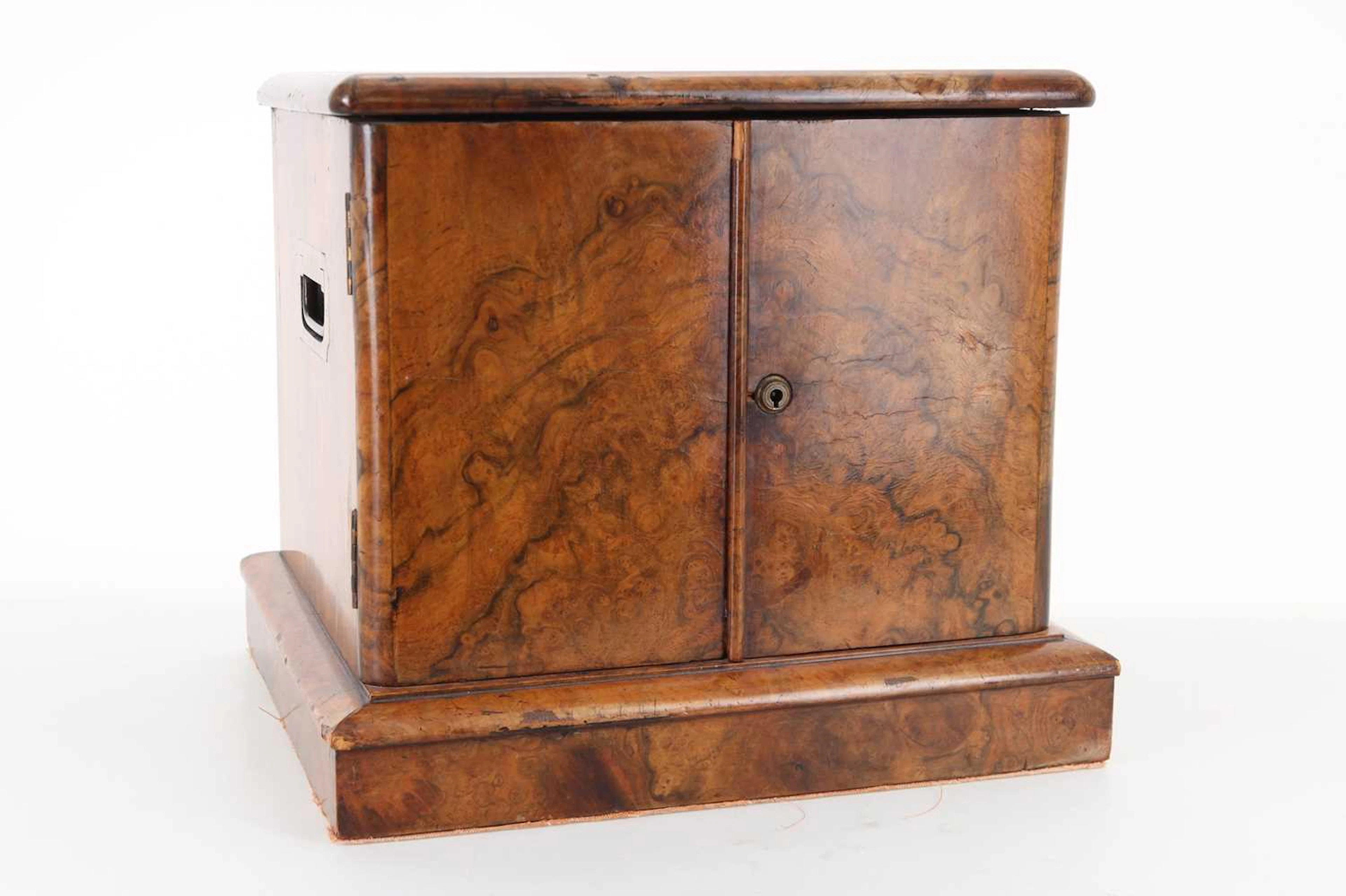 VICTORIAN BURR WALNUT CIGAR CHEST LATE 19TH CENTURY