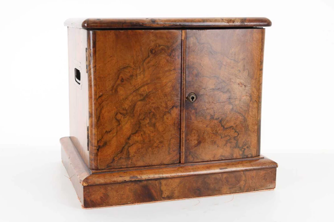 VICTORIAN BURR WALNUT CIGAR CHEST LATE 19TH CENTURY