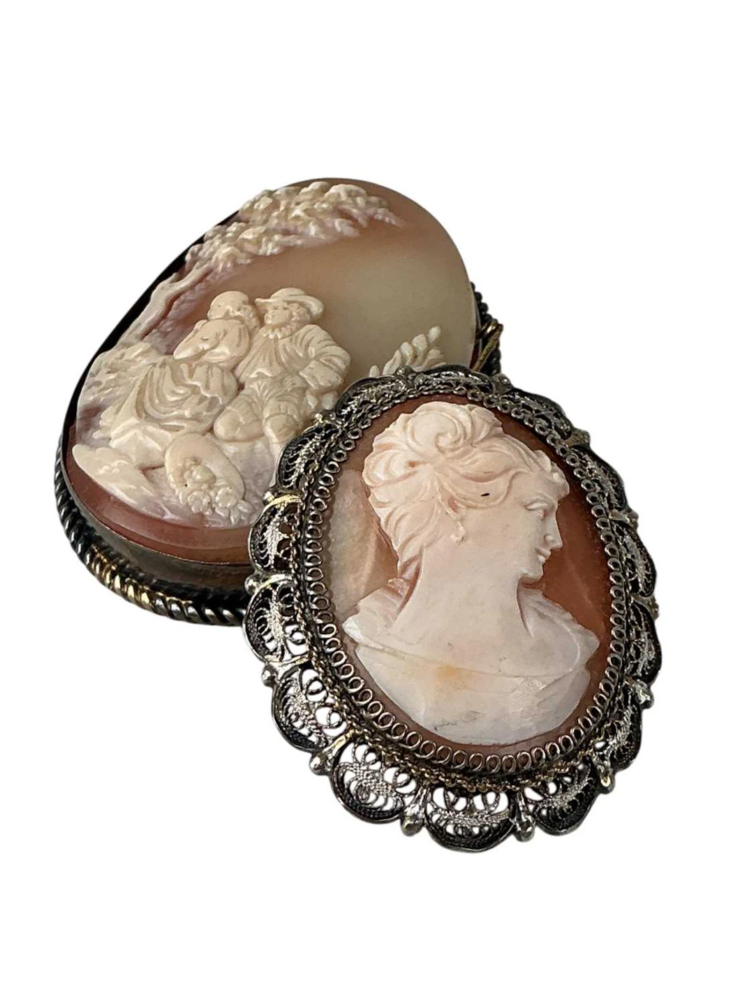 TWO VICTORIAN CAMEO BROOCHES, LATE 19TH CENTURY AND OTHER JEWELLERY