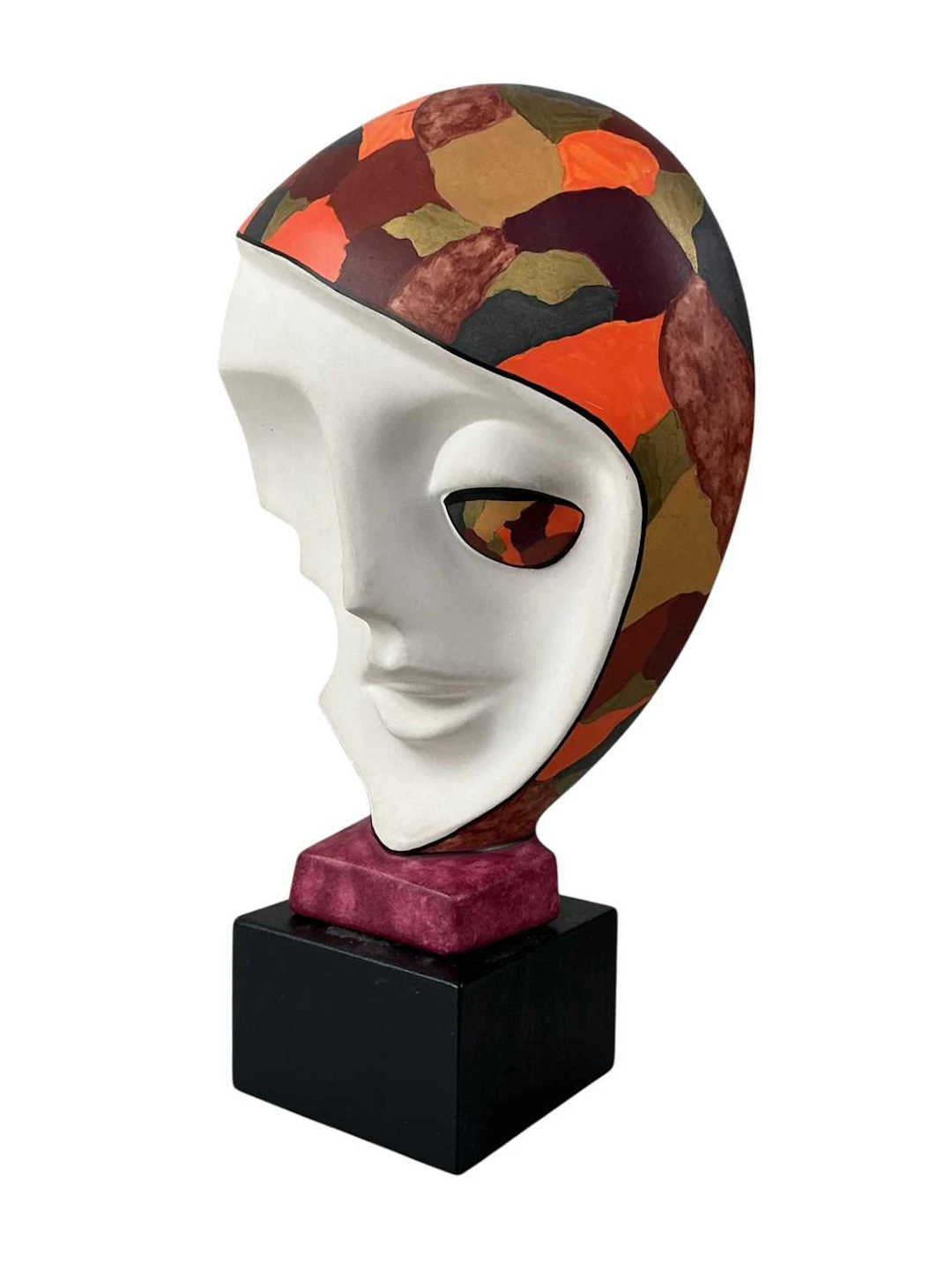 ART DECO STYLE CERAMIC ABSTRACT MASK FIGURE LATE 20TH CENTURY