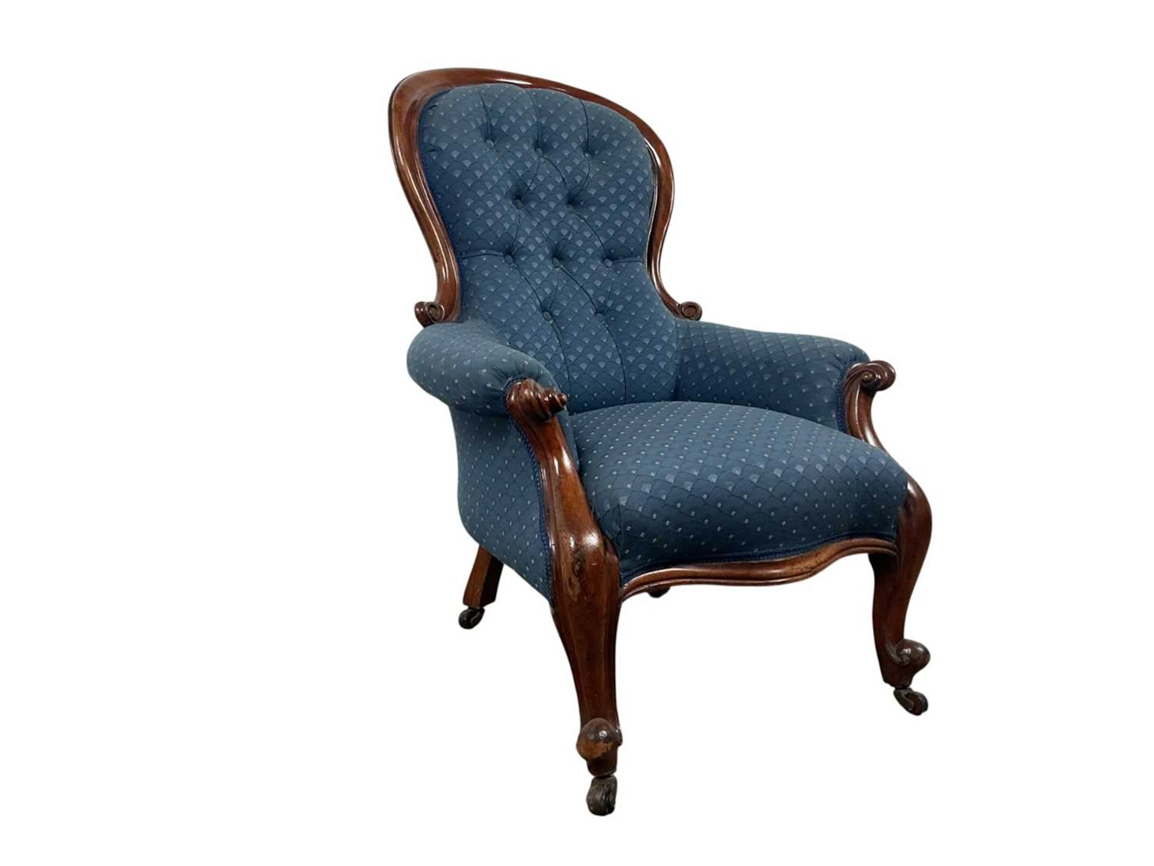 VICTORIAN MAHOGANY HIGH BACK NURSING CHAIR LATE 19TH CENTURY