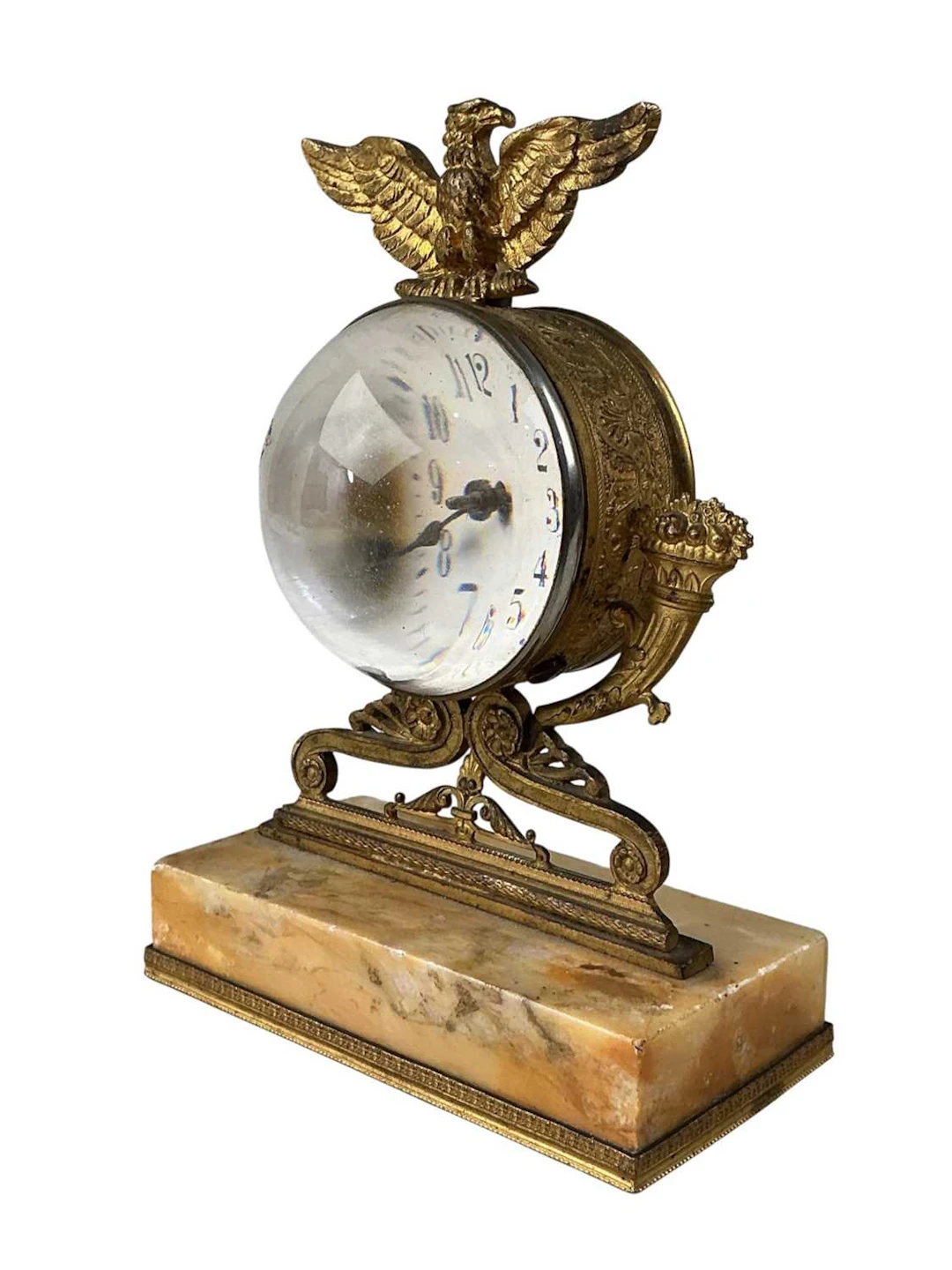 CONTINENTAL MAGNIFYING BALL DESK CLOCK EARLY 20TH CENTURY