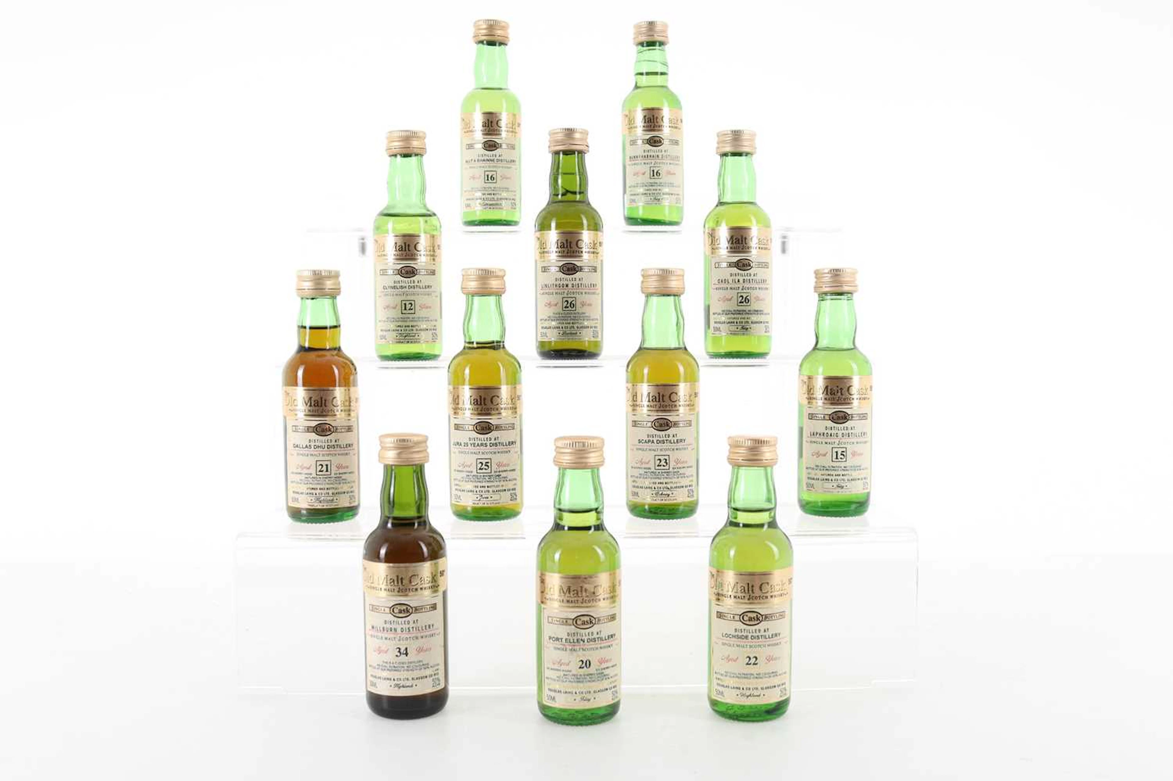 TWELVE DOUGLAS LAING OLD MALT CASK WHISKY MINIATURES INCLUDING LINLITHGOW