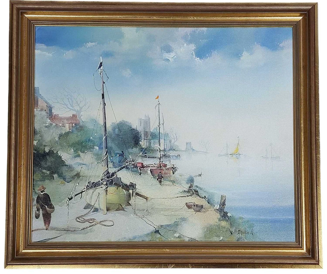 * JORGE AGUILAR-AGON (SPANISH 20TH CENTURY) LOADING BOATS