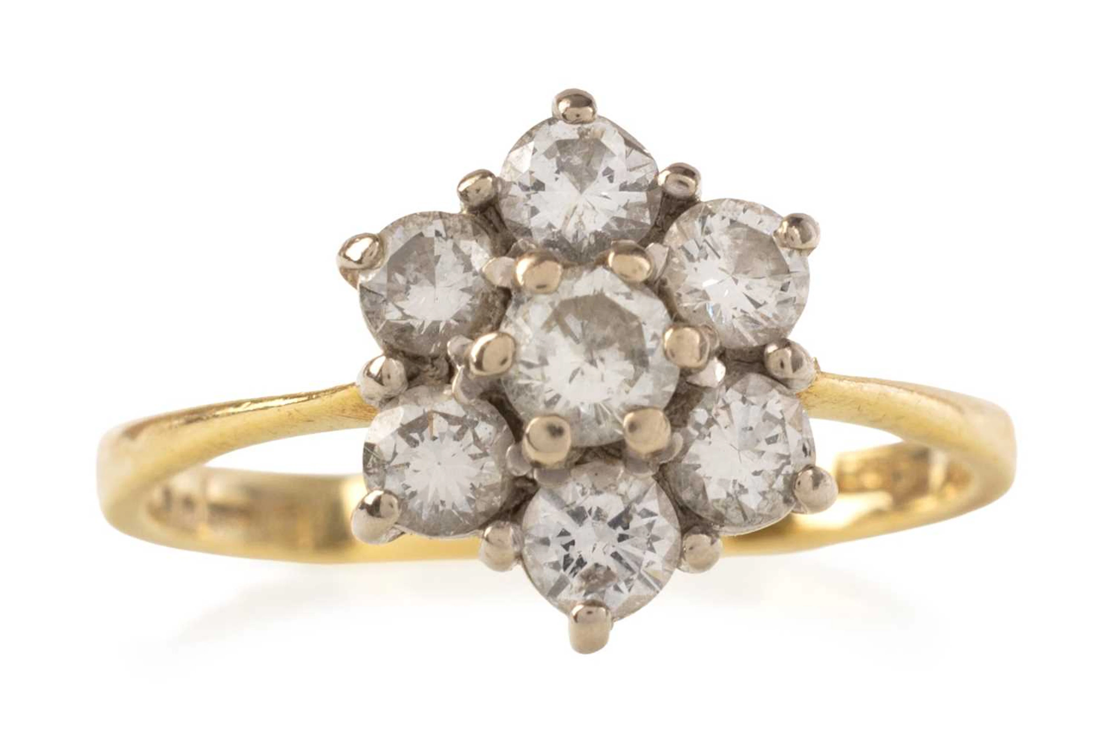 DIAMOND CLUSTER RING LATE 20TH CENTURY