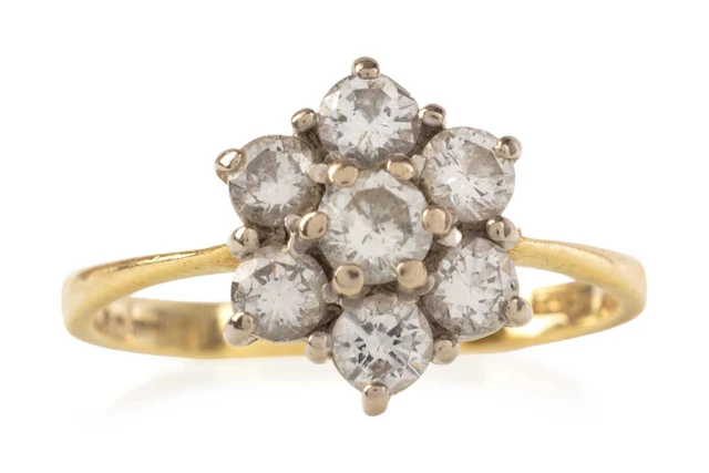 DIAMOND CLUSTER RING LATE 20TH CENTURY