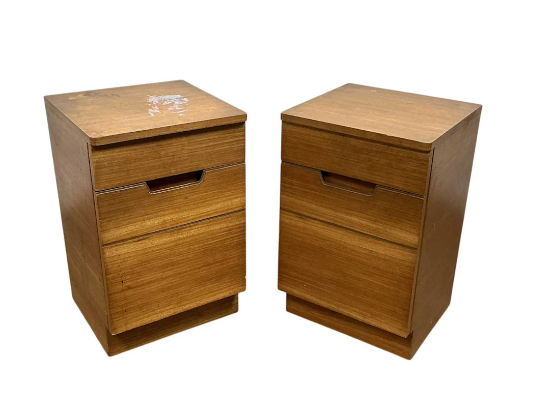 PAIR OF TEAK BEDSIDE DRAWERS MID 20TH CENTURY