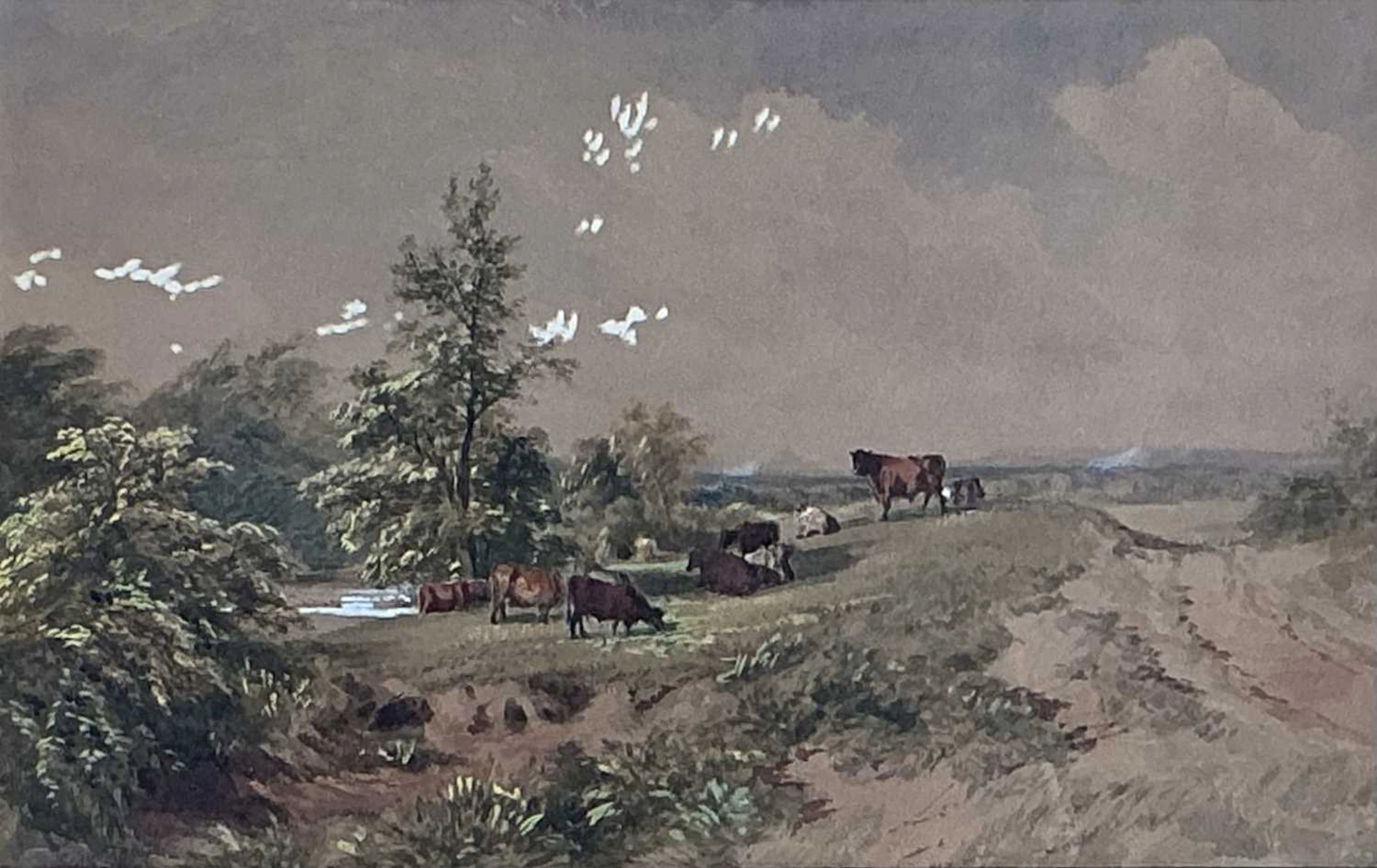 ATTRIBUTED TO SAM BOUGH RSA (BRITISH 1822 - 1878) CATTLE IN FIELD