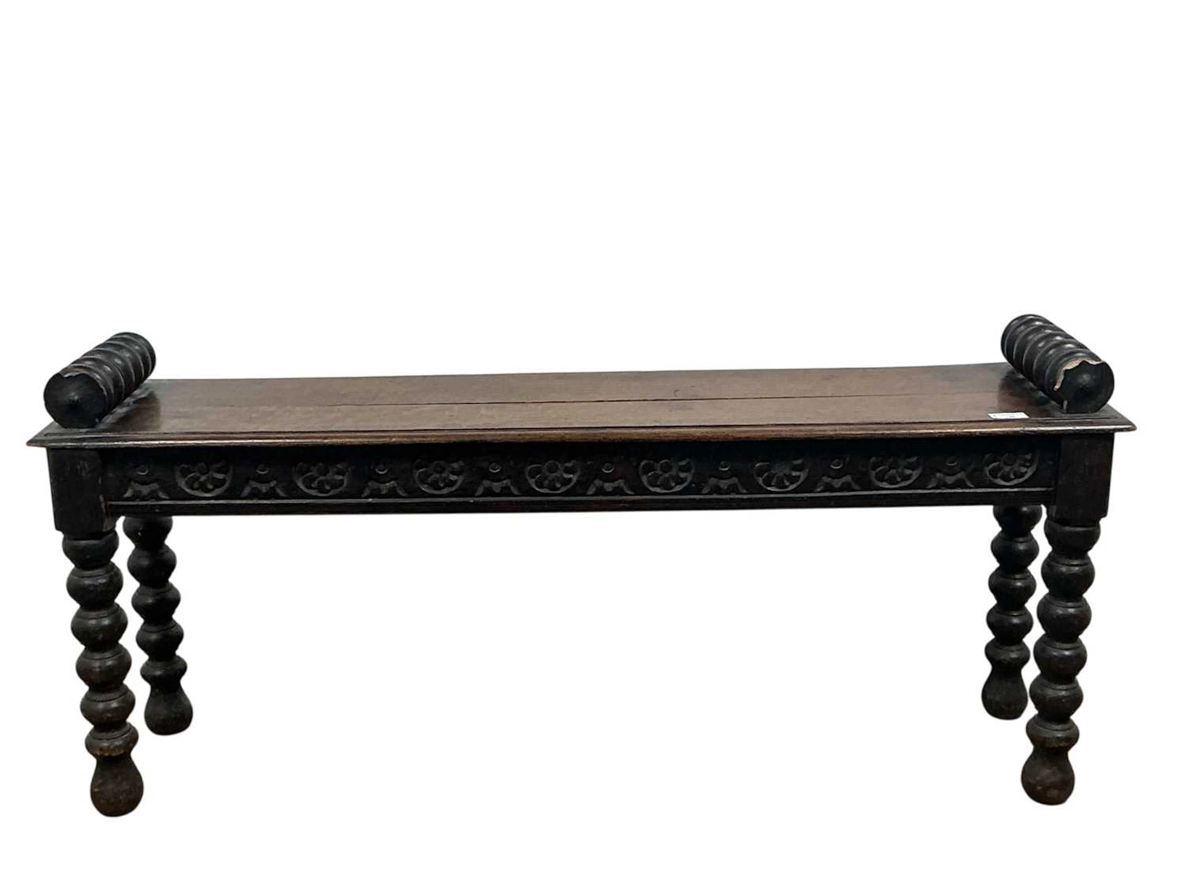 VICTORIAN OAK HALL BENCH MID/LATE 19TH CENTURY
