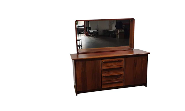 MID CENTURY SCANDINAVIAN STYLE SIDEBOARD WITH MATCHING WALL MIRROR
