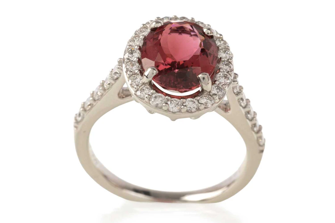 CERTIFICATED TOURMALINE AND DIAMOND RING 21ST CENTURY