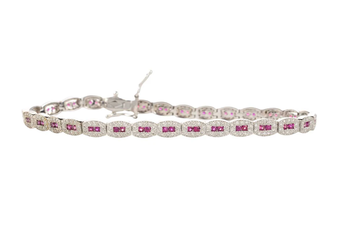 RUBY AND DIAMOND BRACELET EARLY 21ST CENTURY