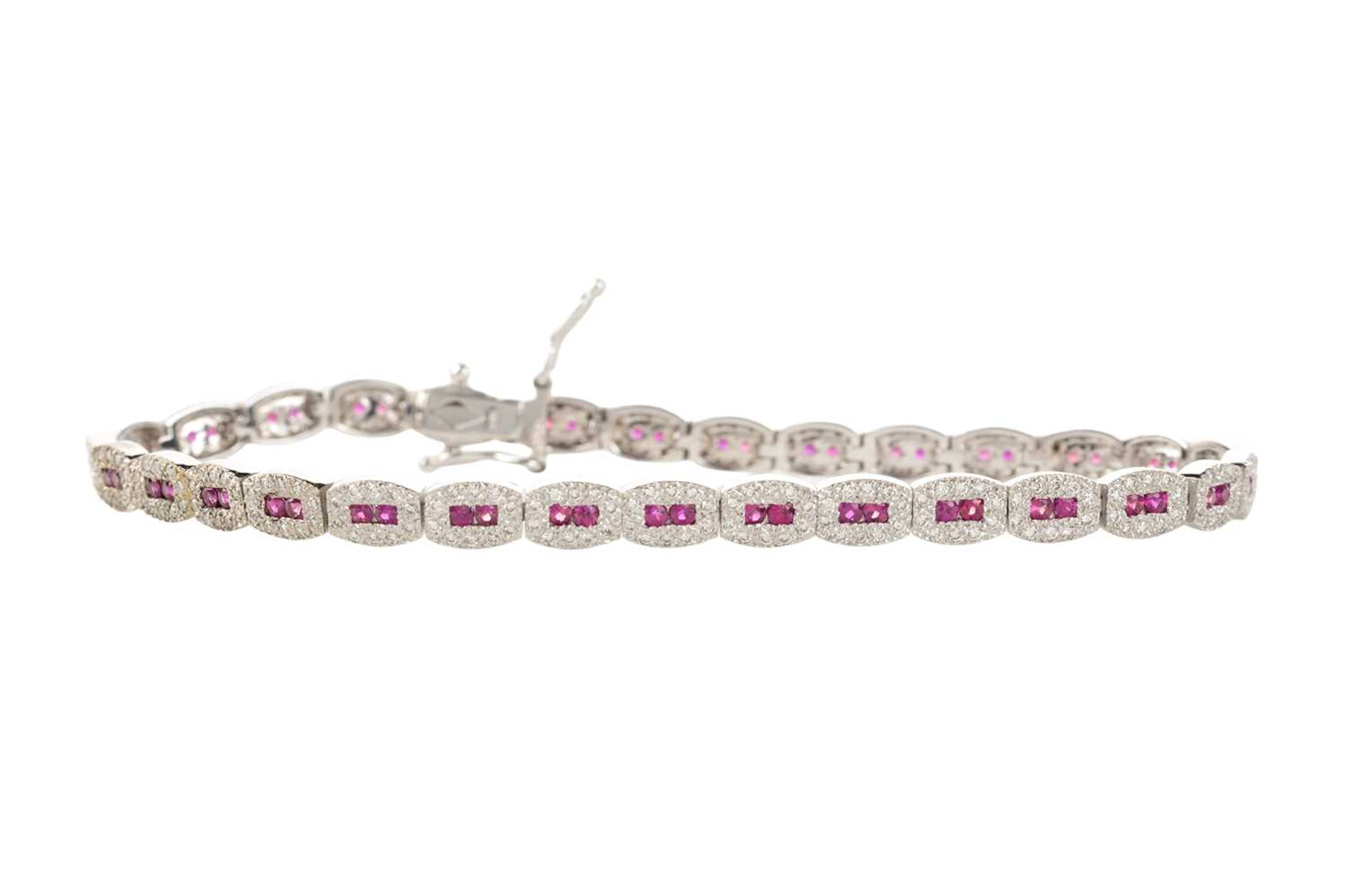 RUBY AND DIAMOND BRACELET EARLY 21ST CENTURY