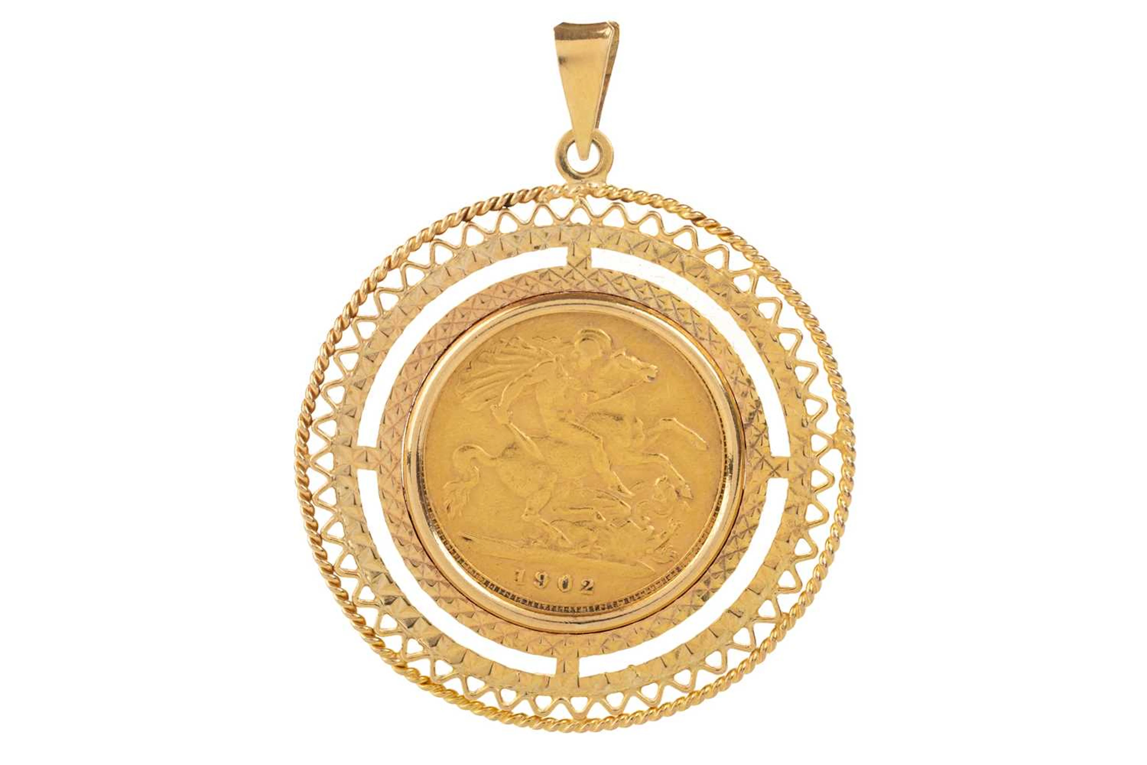 EDWARD VII GOLD HALF SOVEREIGN PENDANT 1902