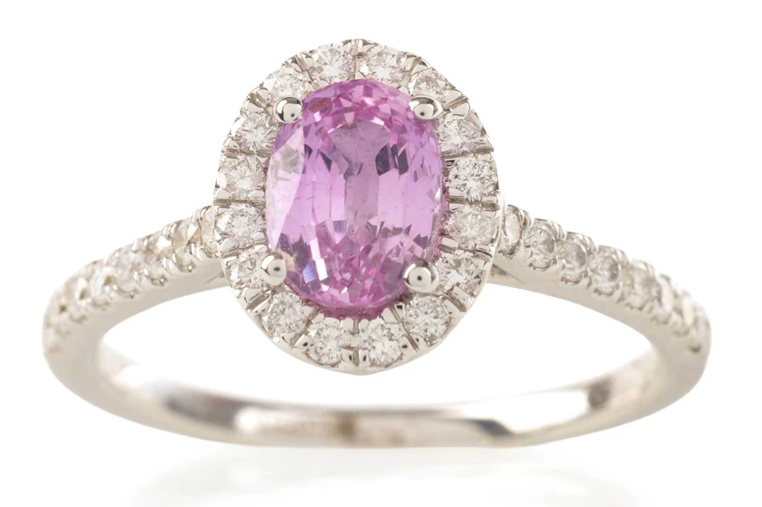 PINK SAPPHIRE AND DIAMOND RING 21ST CENTURY