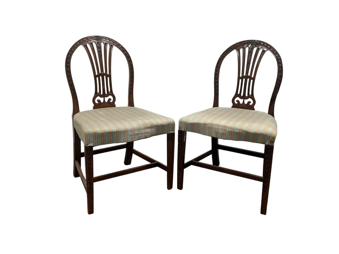 PAIR OF HEPPLEWHITE STYLE MAHOGANY DINING CHAIRS LATE 19TH CENTURY