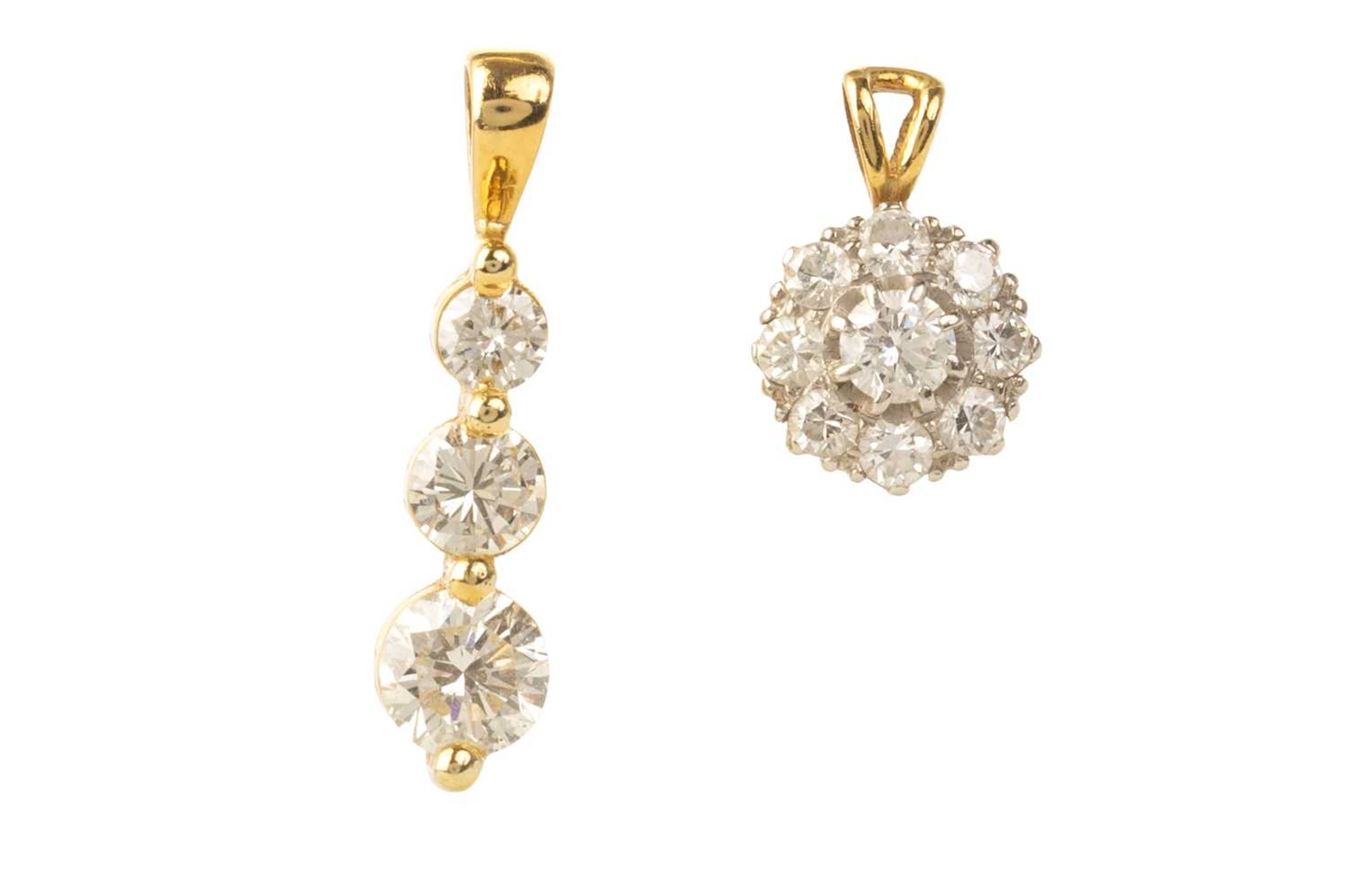 TWO DIAMOND PENDANTS MID/LATE 20TH CENTURY