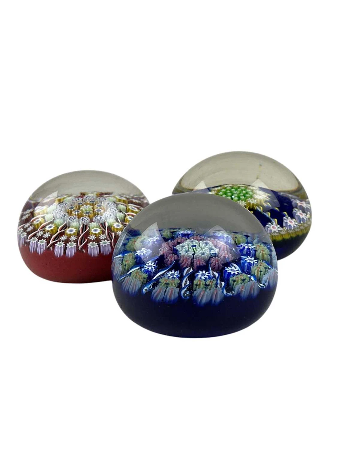 THREE GLASS PAPERWEIGHTS LATE 20TH CENTURY