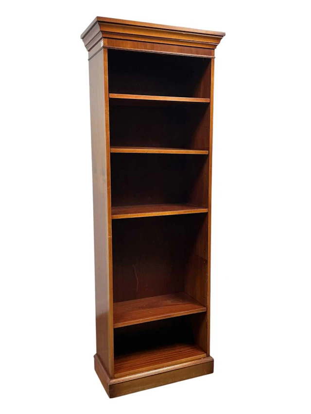 YEW WOOD OPEN BOOKCASE LATE 20TH CENTURY