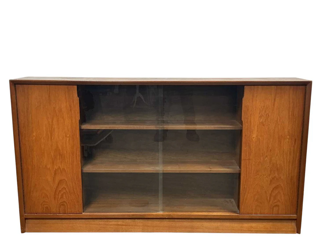 TEAK BOOKCASE, MID 20TH CENTURY ALONG WITH ANOTHER TEAK BOOKCASE
