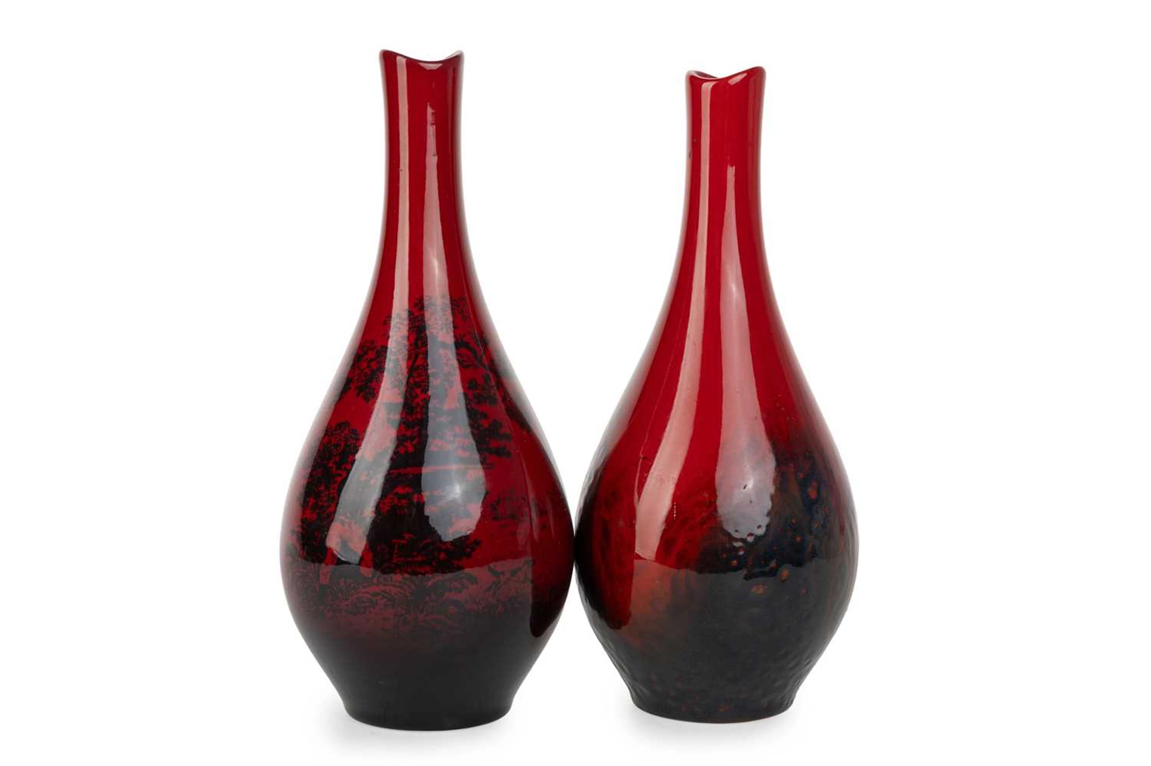 PAIR OF ROYAL DOULTON FLAMBE VASES EARLY 20TH CENTURY