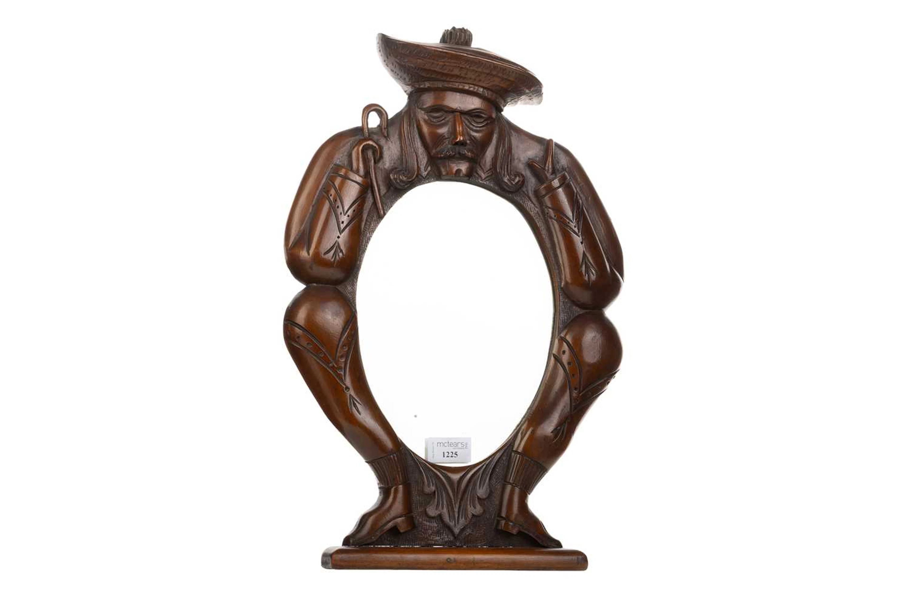FOLK ART STAINED BEECH WALL MIRROR LATE 19TH/EARLY 20TH CENTURY