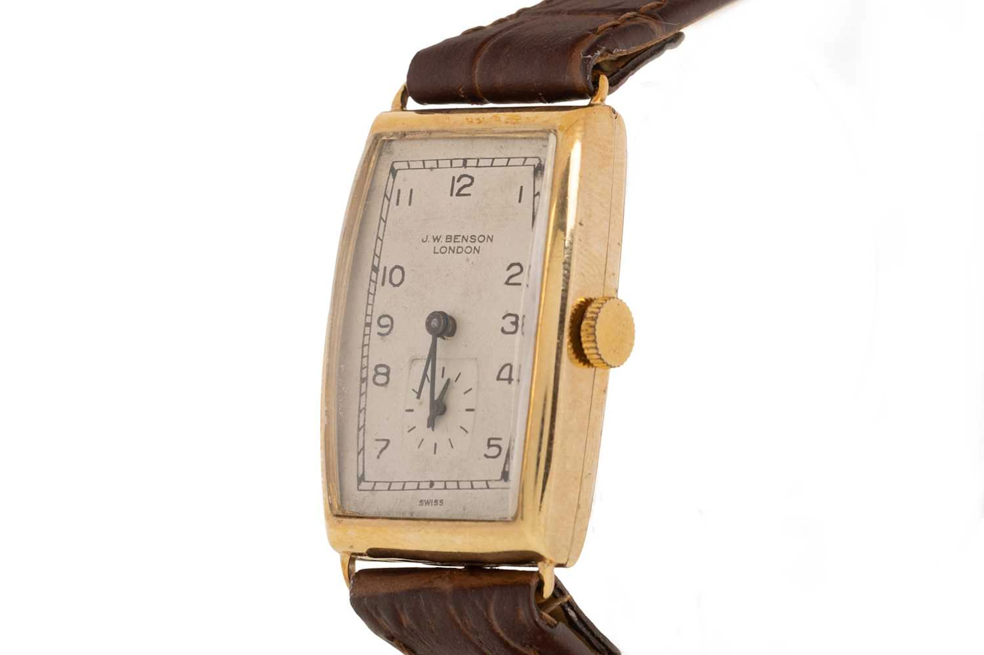 J W BENSON NINE CARAT GOLD MANUAL WIND WRIST WATCH