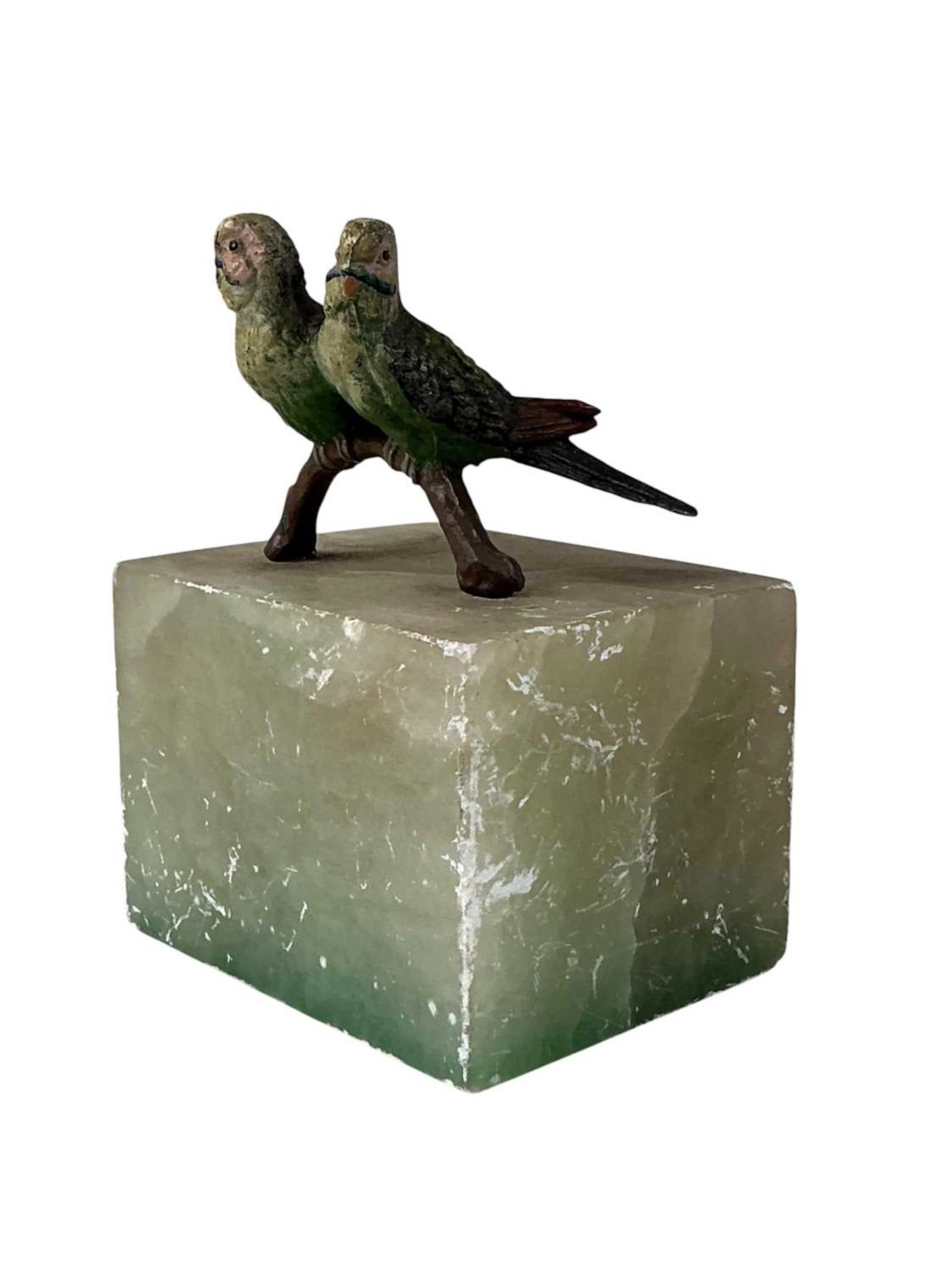 COLD PAINTED BUDGERIGAR GROUP, EARLY 20TH CENTURY AND OTHER ITEMS