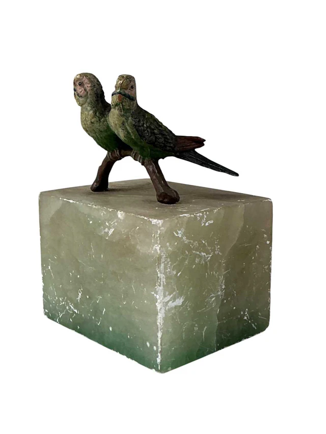 COLD PAINTED BUDGERIGAR GROUP, EARLY 20TH CENTURY AND OTHER ITEMS