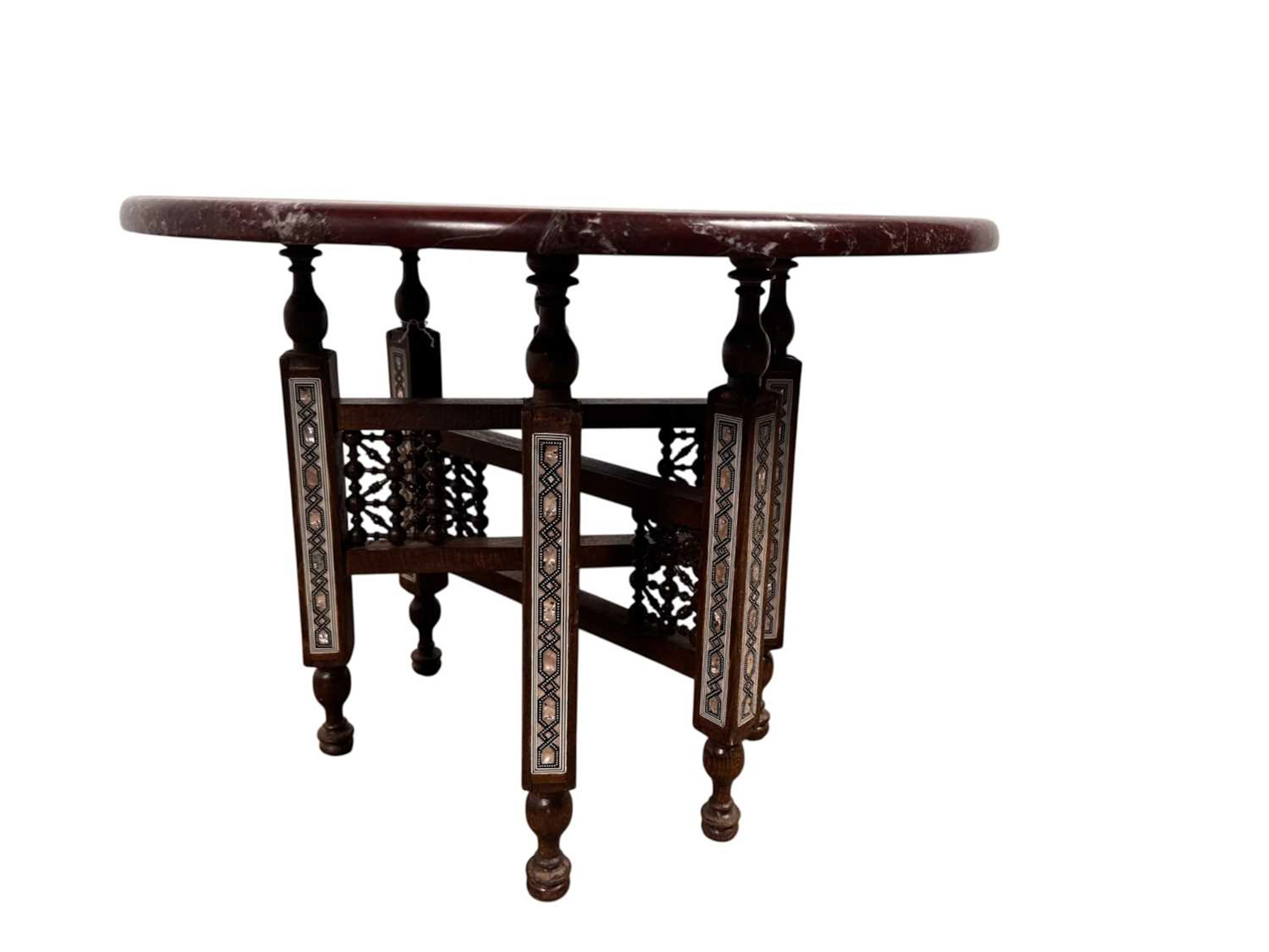 SYRIAN MARBLE TOP OCCASIONAL TABLE MID 20TH CENTURY