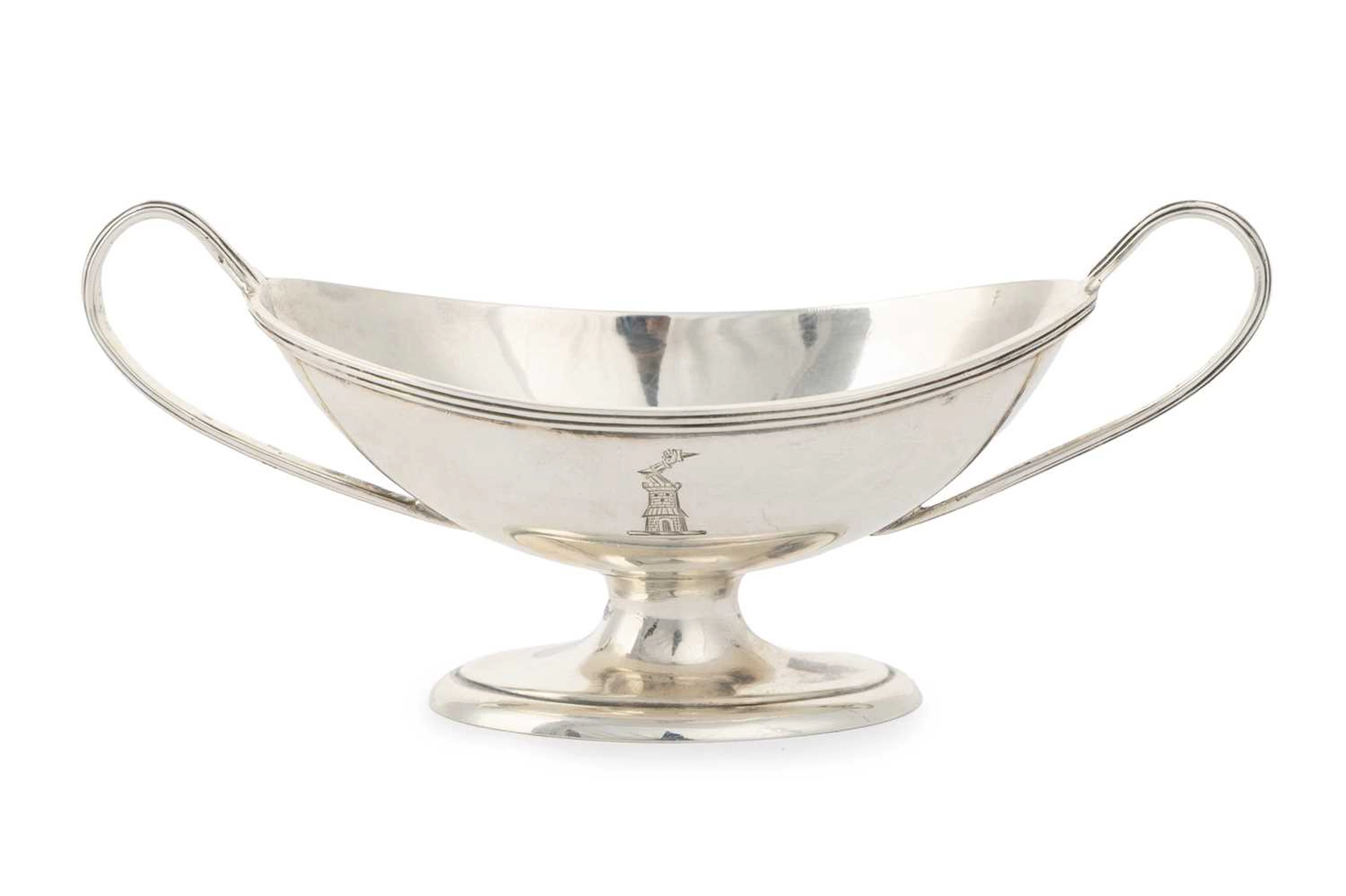 VICTORIAN SILVER TWIN HANDLED BOAT SHAPED SALT CELLAR MAKER THOMAS
