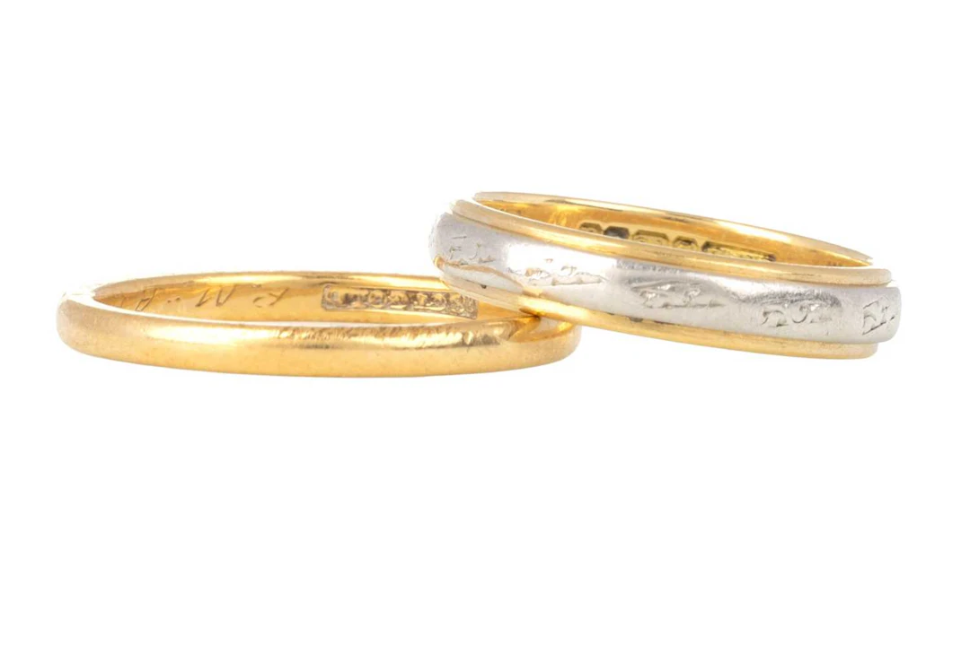 TWO WEDDING BANDS MID 20TH CENTURY