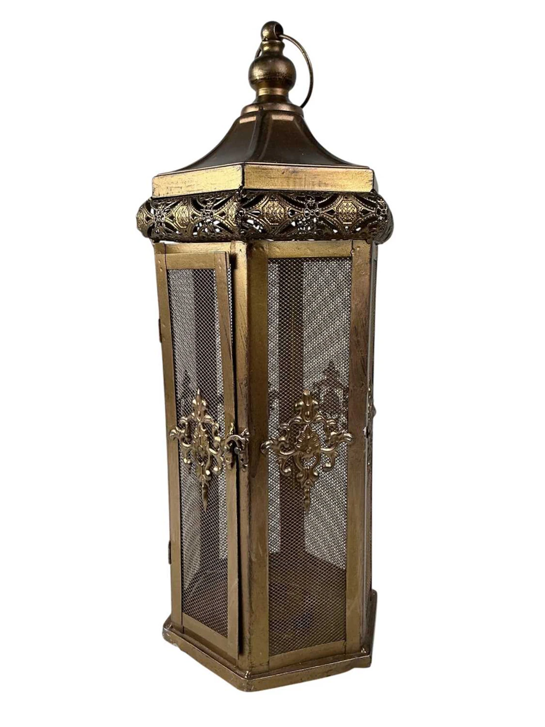 GILT METAL HANGING CANDLE LANTERN AND OTHER ITEMS