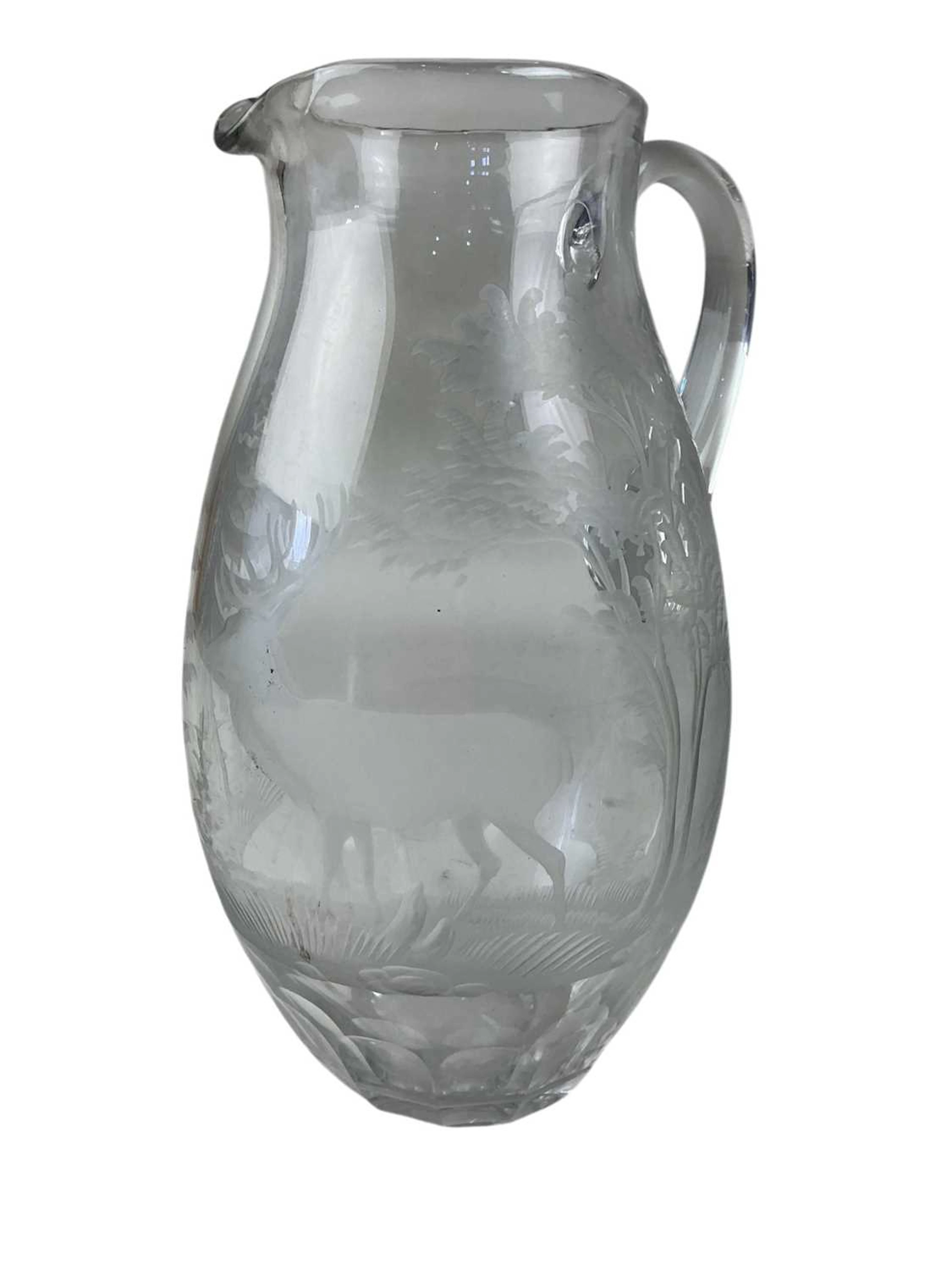 MOSER GLASS WATER JUG, MID 20TH CENTURY AND OTHER GLASSWARE