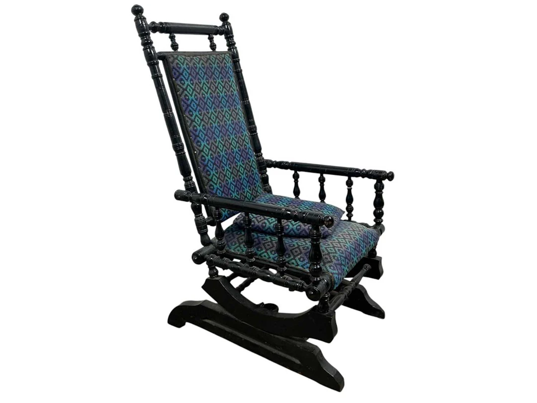 VICTORIAN EBONISED ROCKING CHAIR LATE 19TH CENTURY
