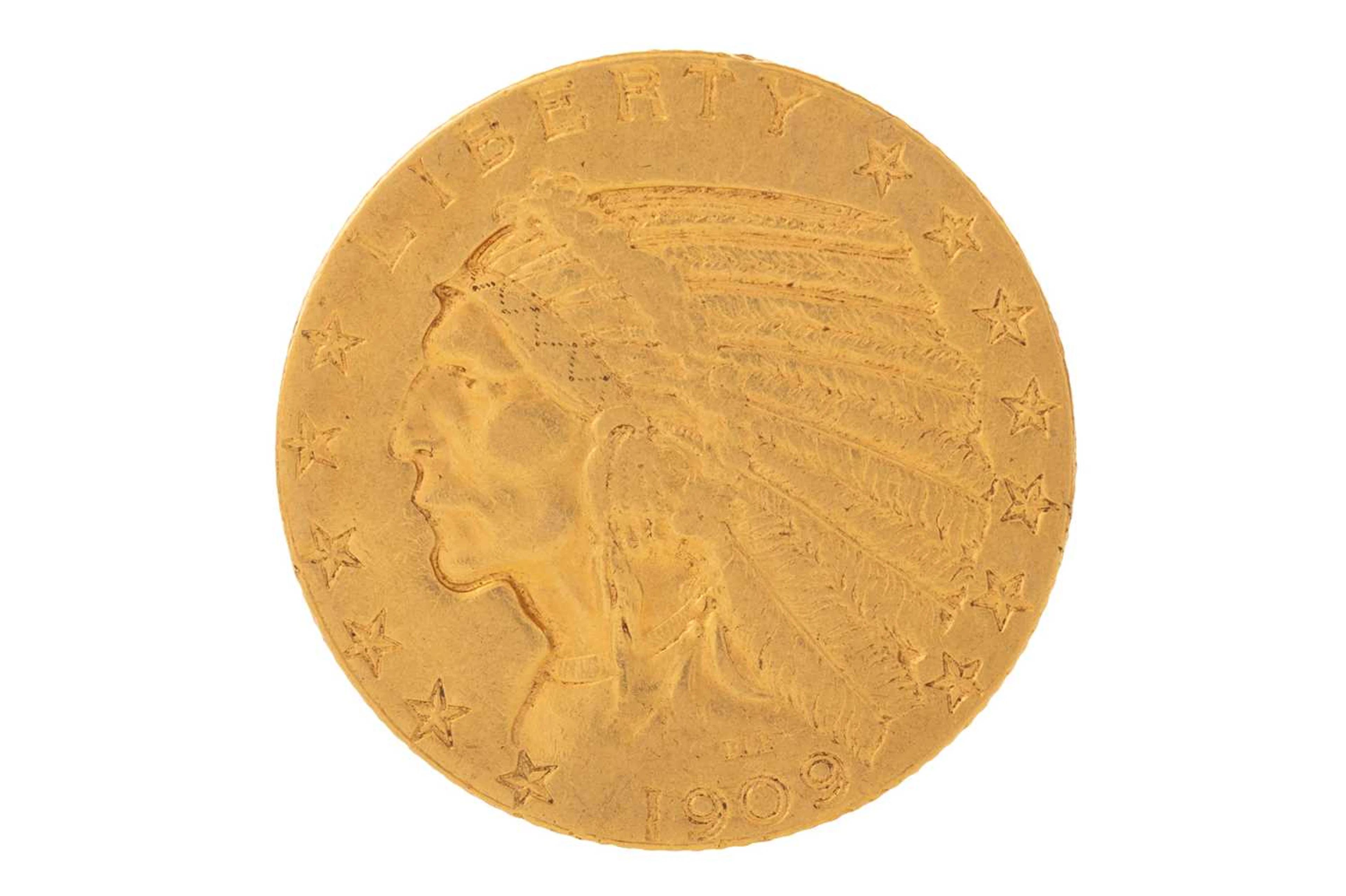 AMERICAN INDIAN HEAD GOLD EAGLE FIVE DOLLAR COIN 1909