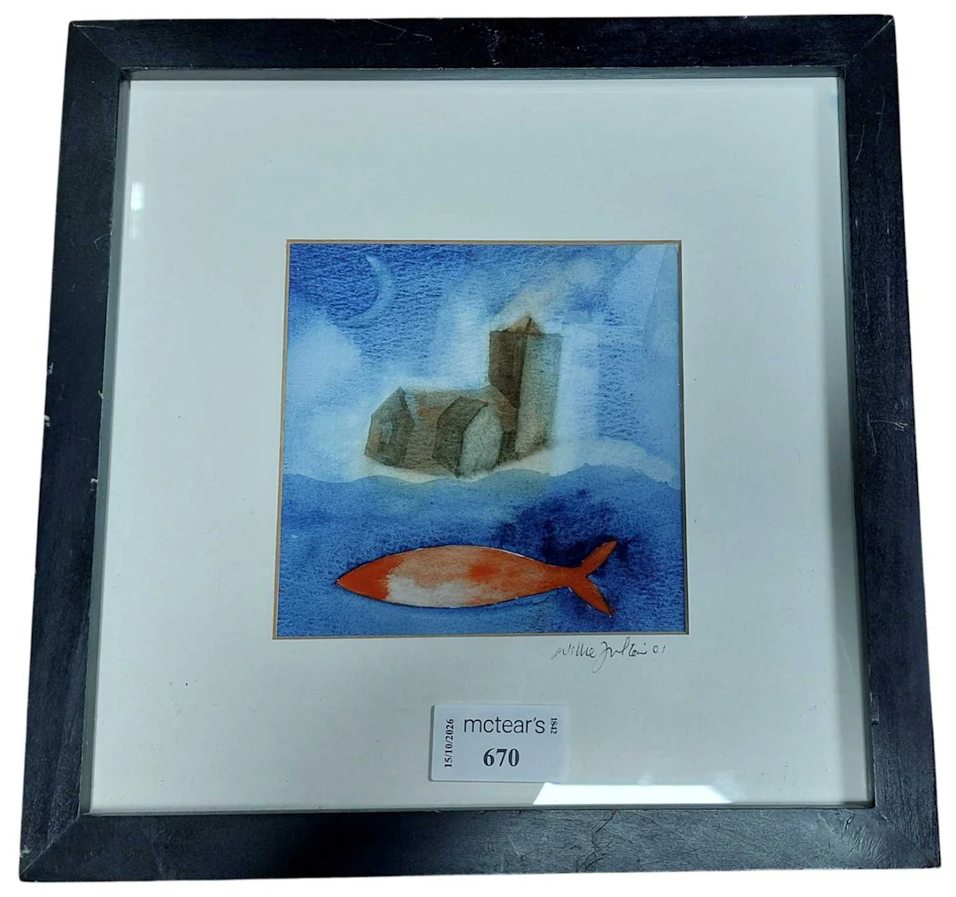 * WILLIE FULTON (SCOTTISH 1945 - 2022) CHURCH AND FISH