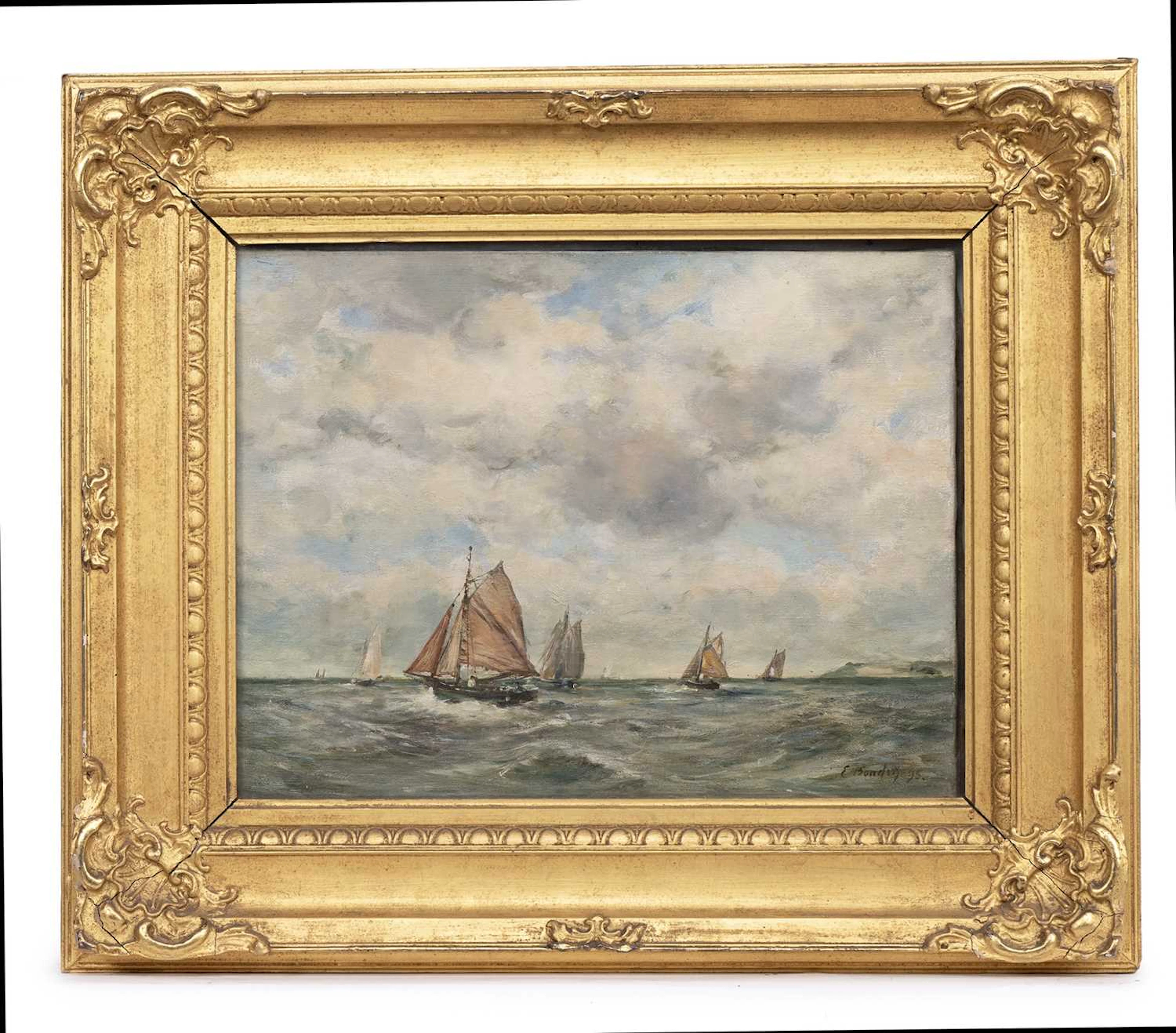IN THE MANNER OF EUGENE BOUDIN (FRENCH 1824 - 1898) SAIL BOATS IN