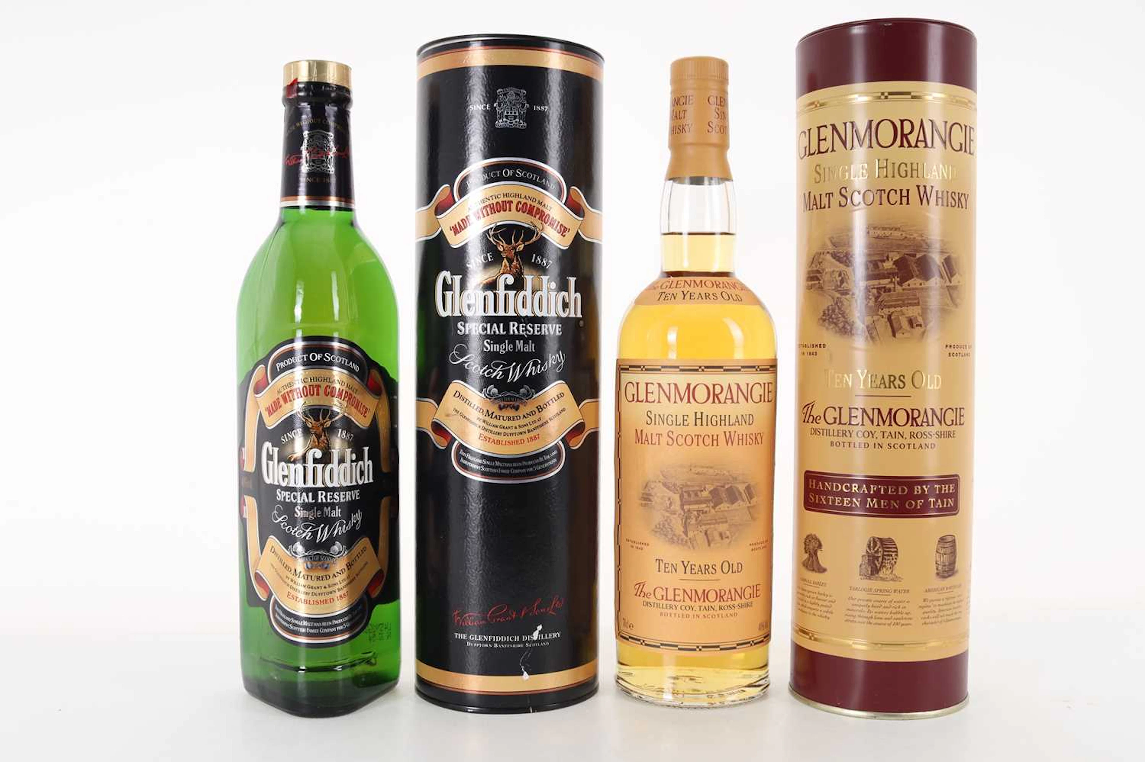 GLENMORANGIE 10 YEAR OLD AND GLENFIDDICH SPECIAL RESERVE SINGLE MALT