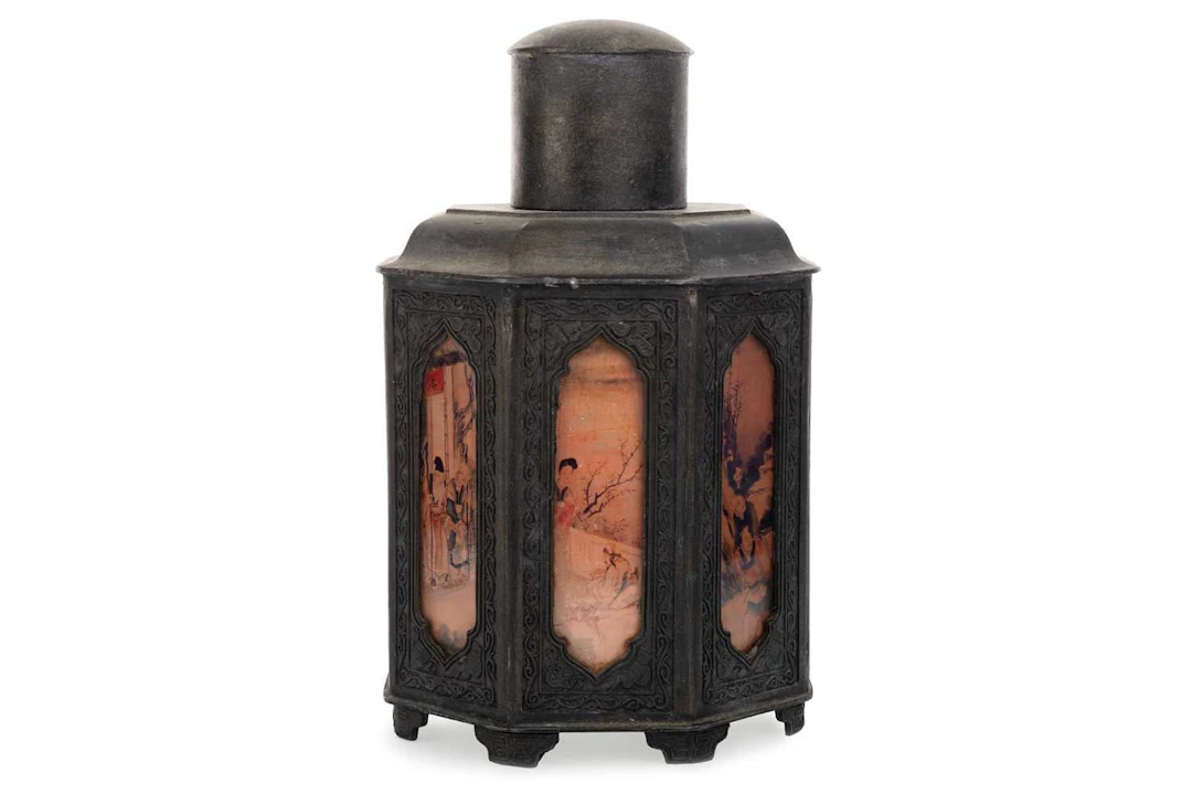 CHINESE PEWTER CADDY MID 20TH CENTURY