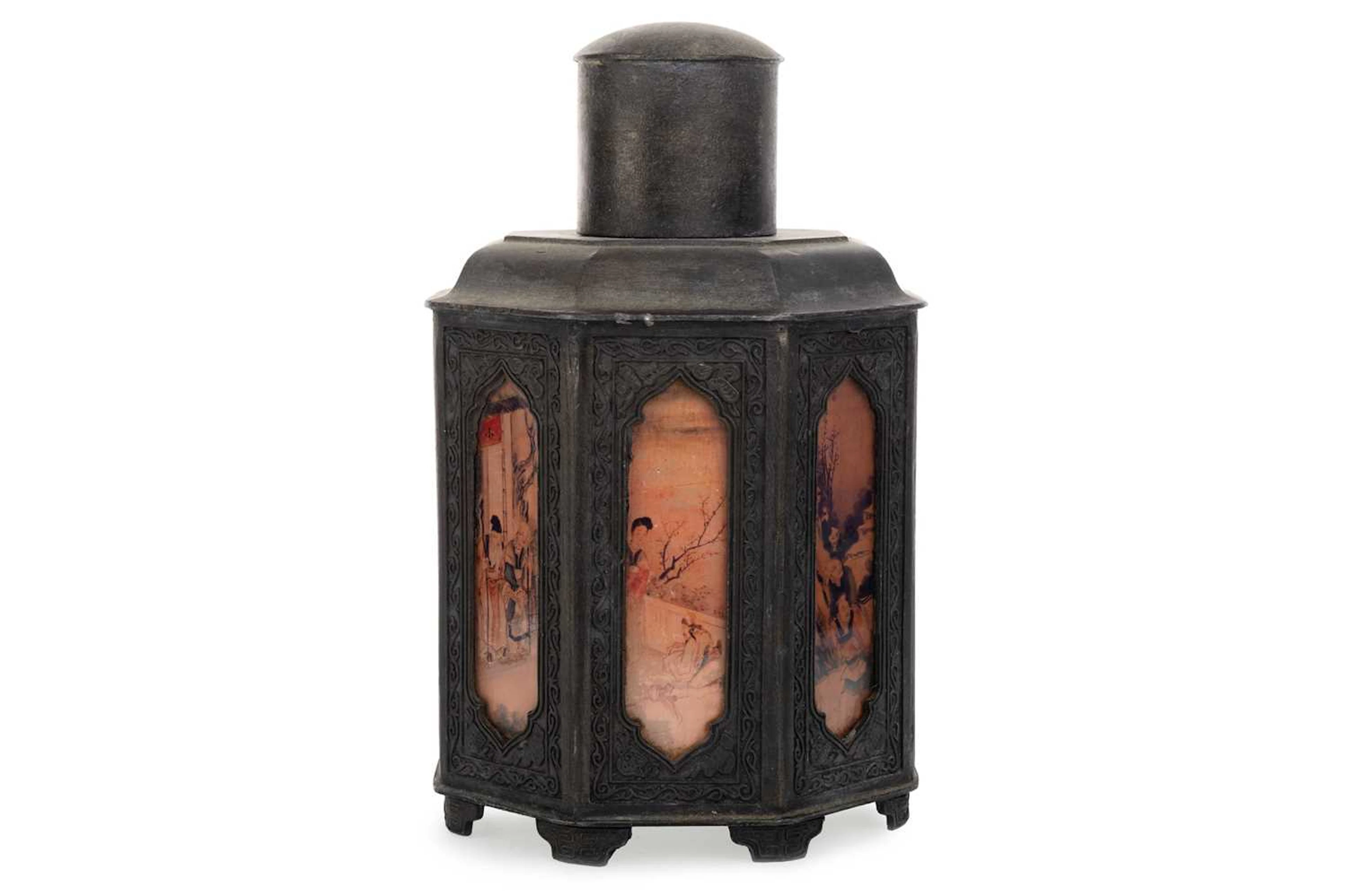 CHINESE PEWTER CADDY MID 20TH CENTURY