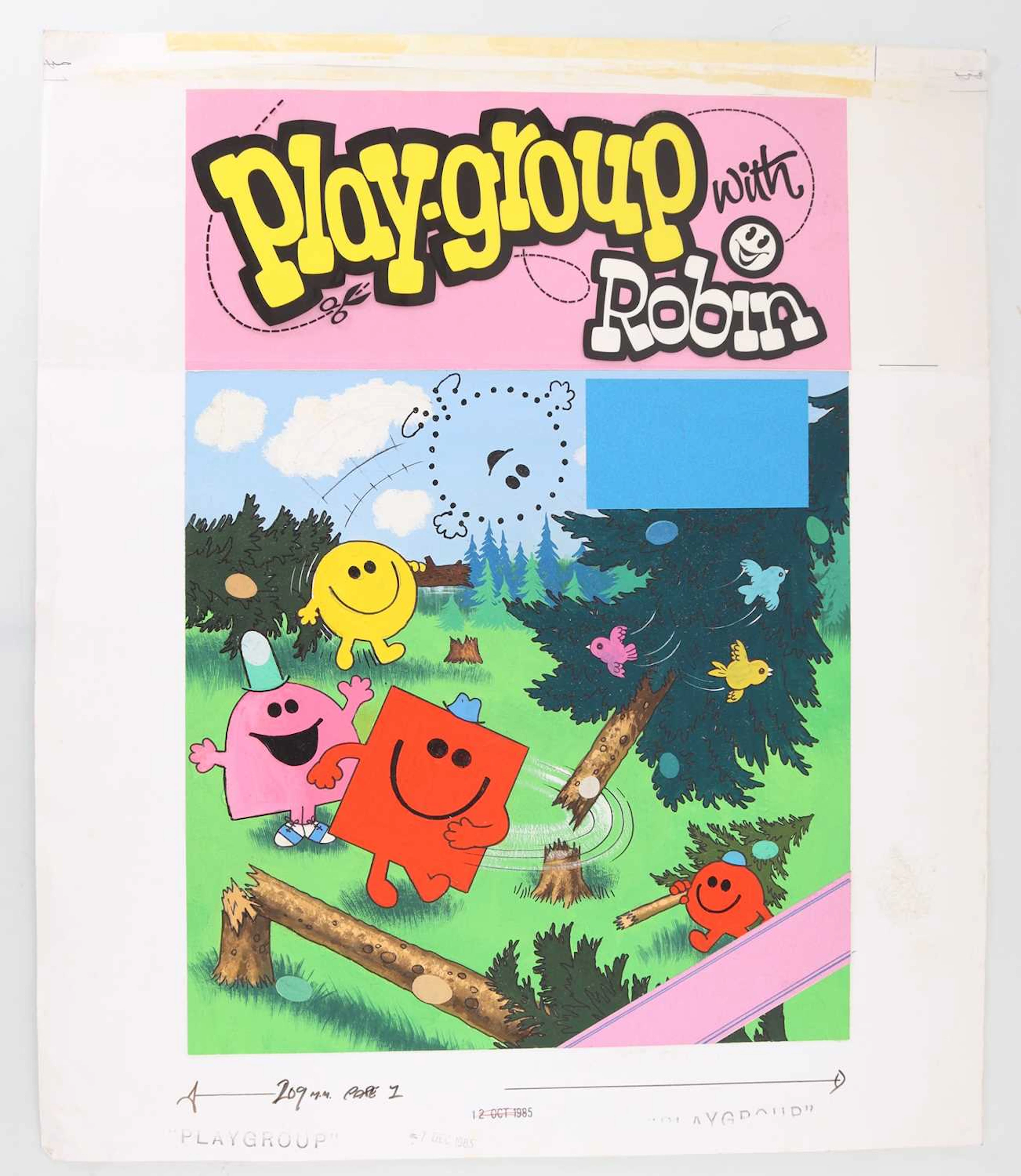 IPC MAGAZINES- PLAYGROUP WITH ROBIN, ORIGINAL COVER ARTWORK 1985