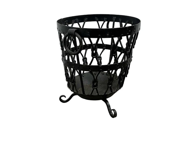 WROUGHT METAL LOG BASKET MID 20TH CENTURY