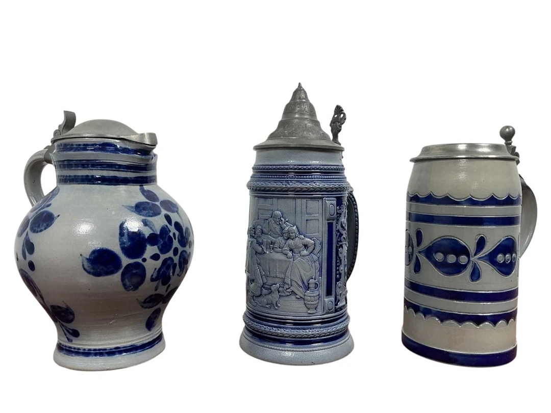 GERMAN CERAMIC BEER STEIN, MID 20TH CENTURY AND OTHER ITEMS
