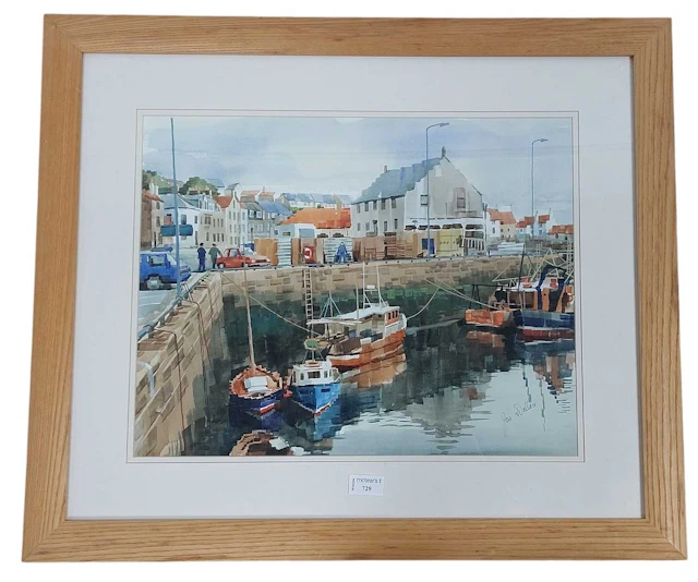 JAMES WALLACE (SCOTTISH 20TH CENTURY) HARBOUR SCENE
