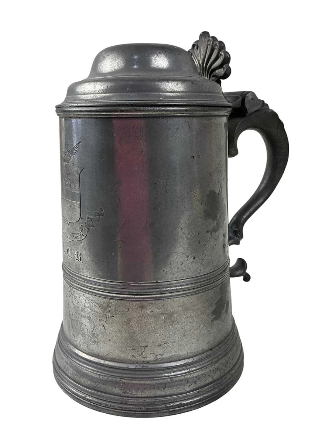 PEWTER LIDDED ALE MUG EARLY/MID 19TH CENTURY